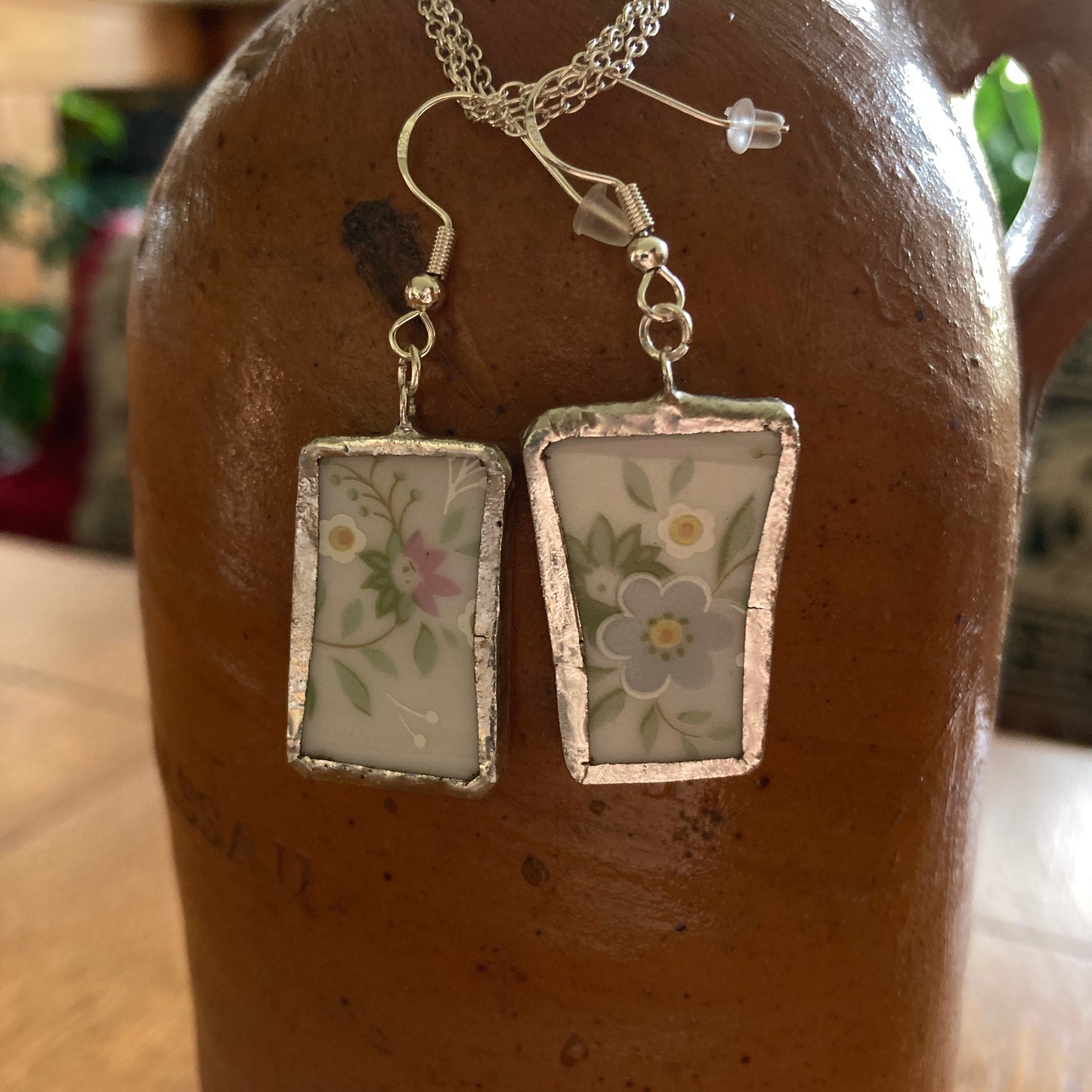 Artisan Made Dangle Earrings Johann Haviland Bavaria Germany Plate Handcrafted Earrings