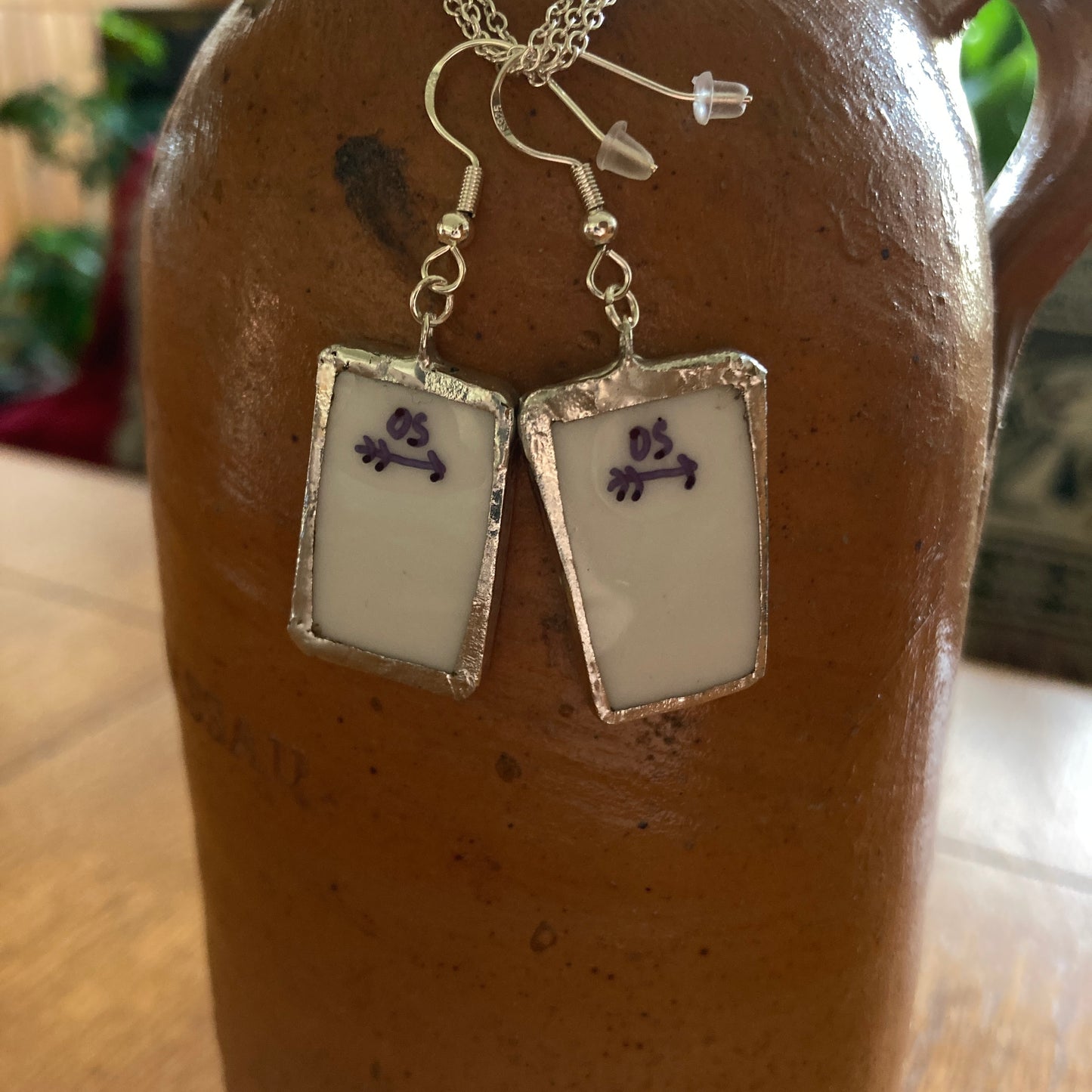 Artisan Made Dangle Earrings Johann Haviland Bavaria Germany Plate Handcrafted Earrings