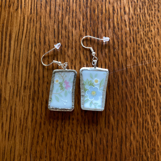 Artisan Made Dangle Earrings Johann Haviland Bavaria Germany Plate Handcrafted Earrings
