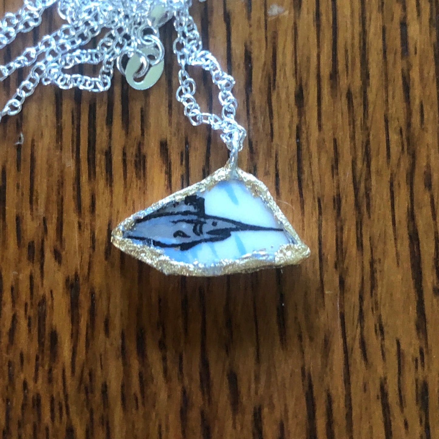 Broken Pottery Artisan Made Swordfish Pendant Florida Collectors Plate Handcrafted Necklace 3/4in x 1/2in