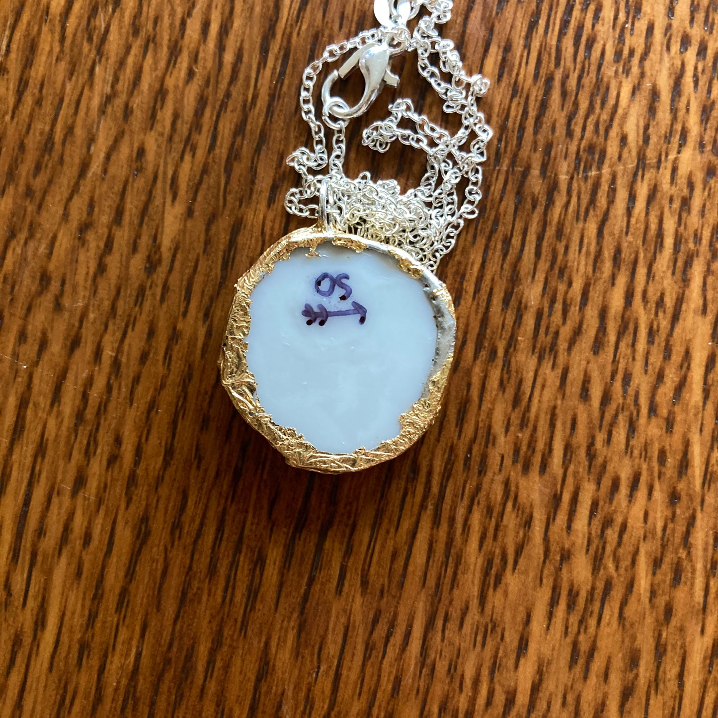 Broken Pottery Artisan Made Pendant Christian Religious Plate Handcrafted Necklace 1 in x 1 in
