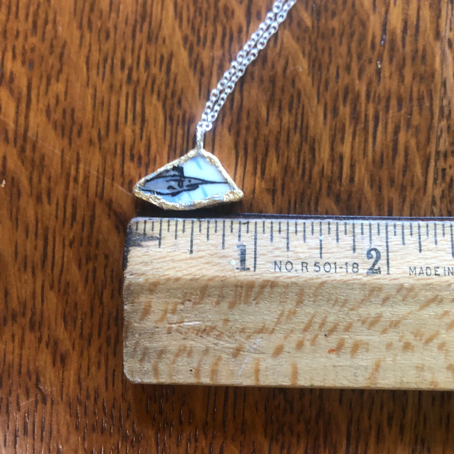 Broken Pottery Artisan Made Swordfish Pendant Florida Collectors Plate Handcrafted Necklace 3/4in x 1/2in