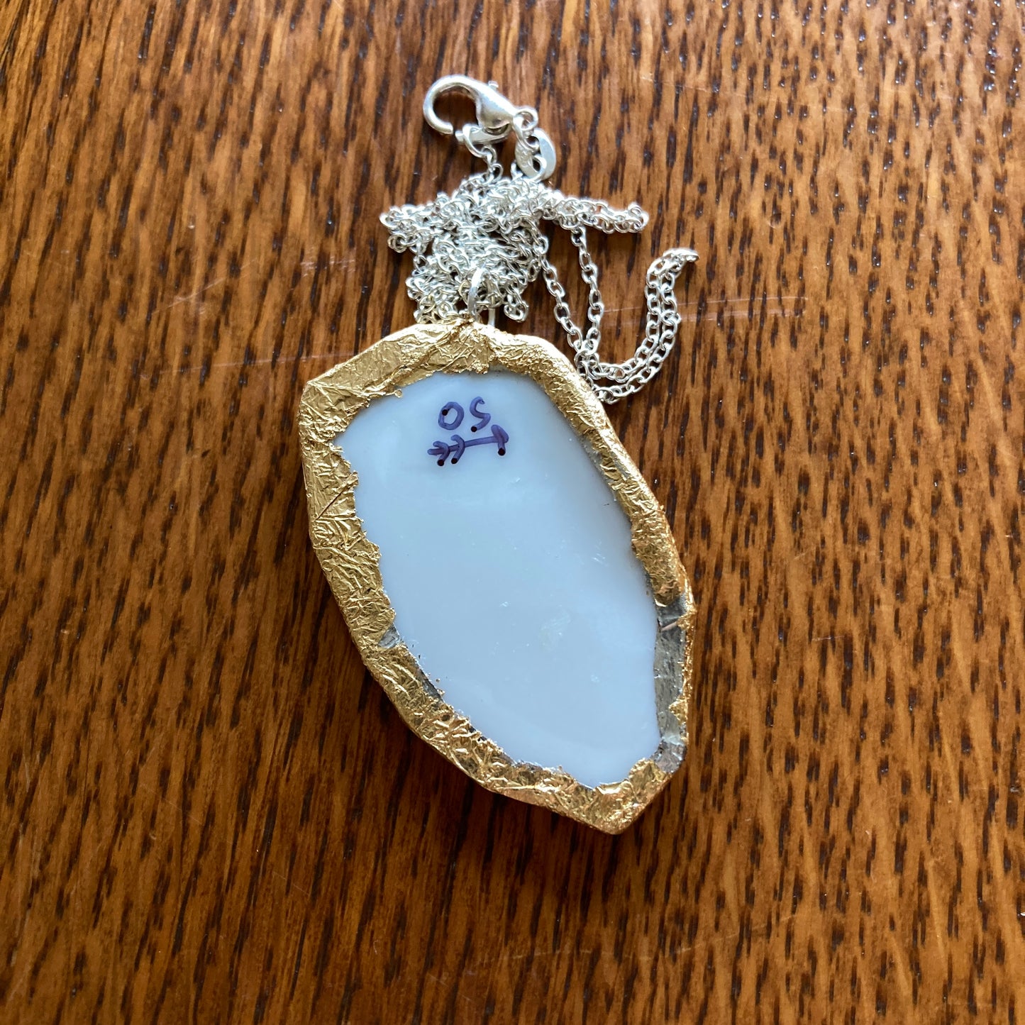Broken Pottery Artisan Made Pendant Christian Religious Plate Handcrafted Necklace 1 in x 1 7/8 in