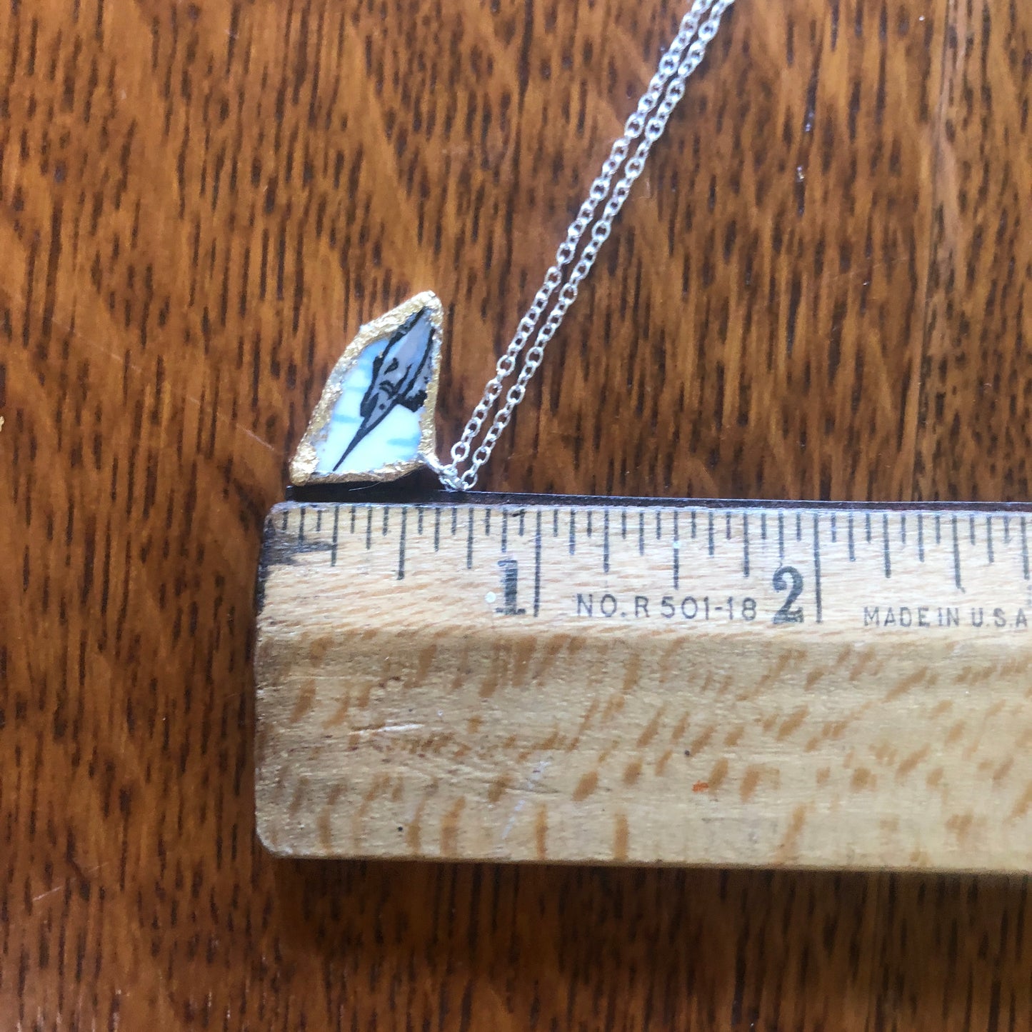 Broken Pottery Artisan Made Swordfish Pendant Florida Collectors Plate Handcrafted Necklace 3/4in x 1/2in