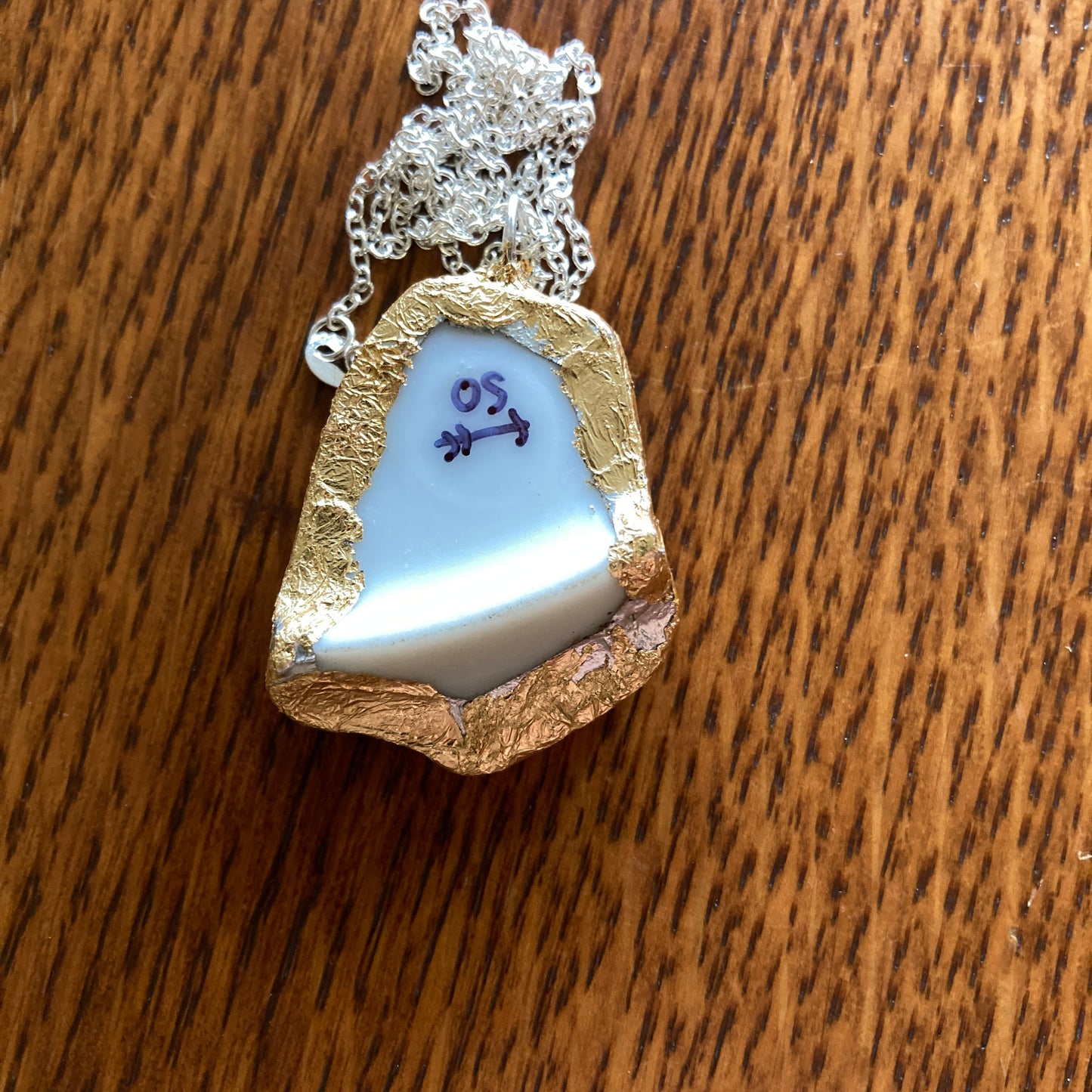 Broken Pottery Artisan Made Pendant Christian Religious Plate Handcrafted Necklace 1 in x 1.25 in