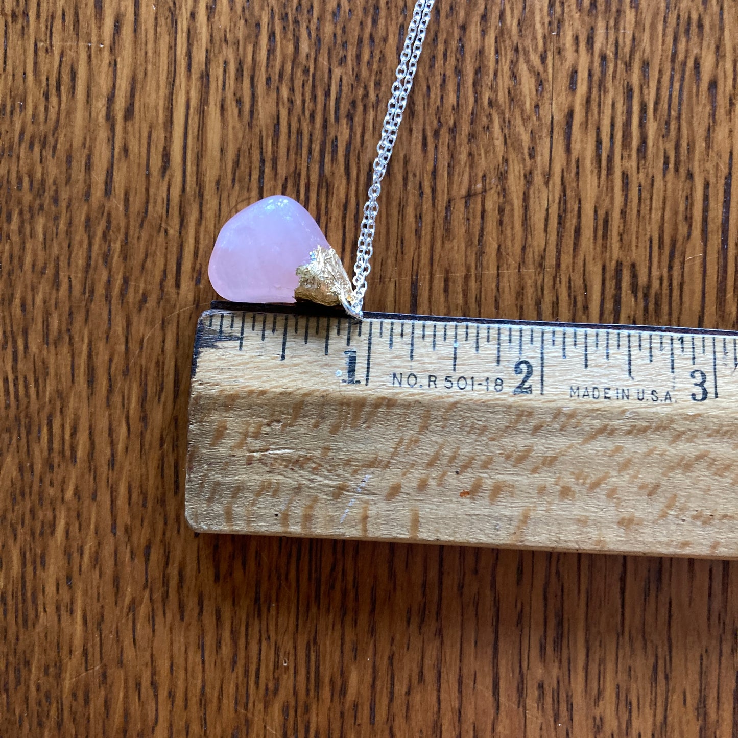 Artisan Made Rock Pendant Resembles Rose Quartz Handcrafted Necklace 3/4 in x 7/8 in