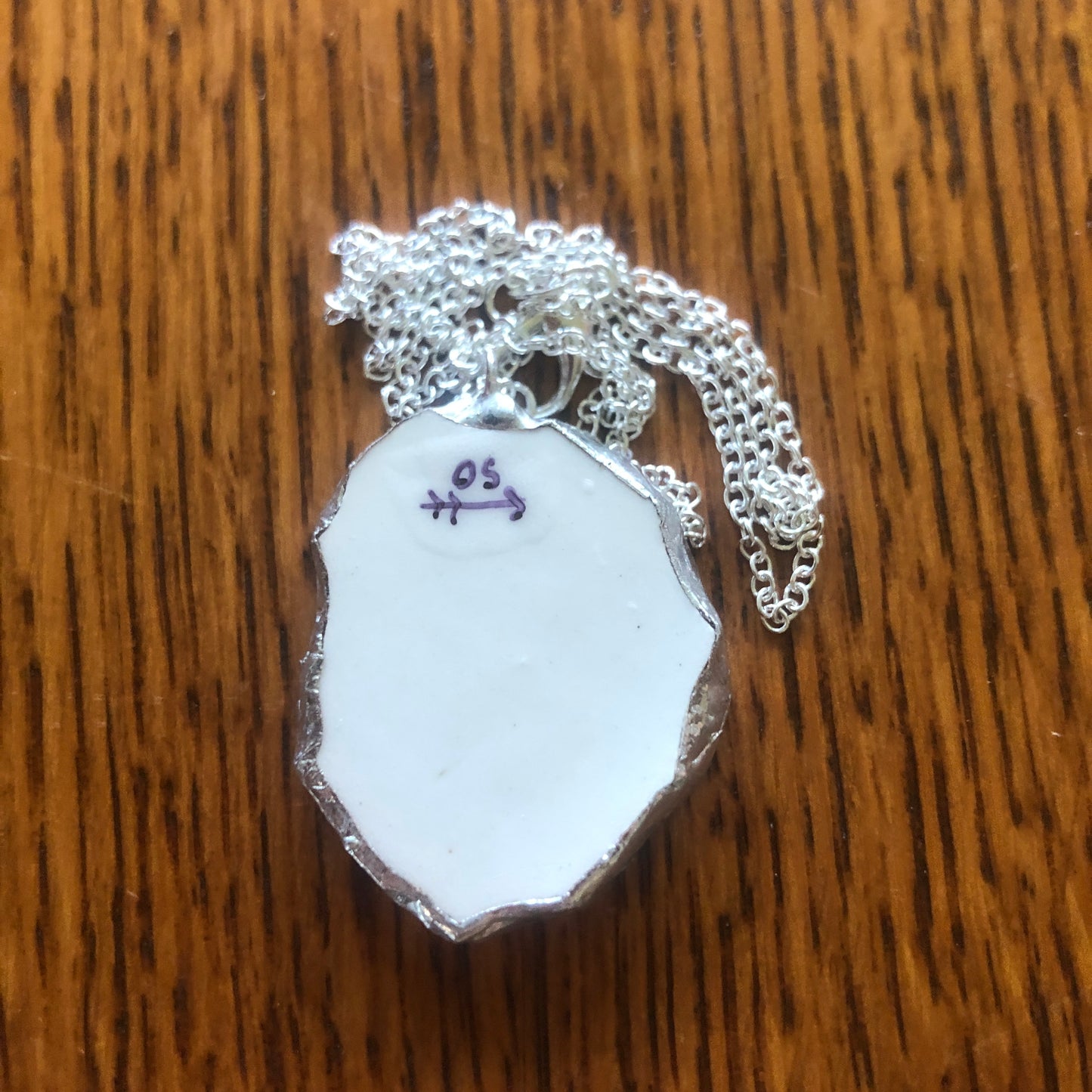 Broken Pottery Artisan Made Water-Ski Pendant Florida Collectors Plate Handcrafted Necklace 1in x 1.25in