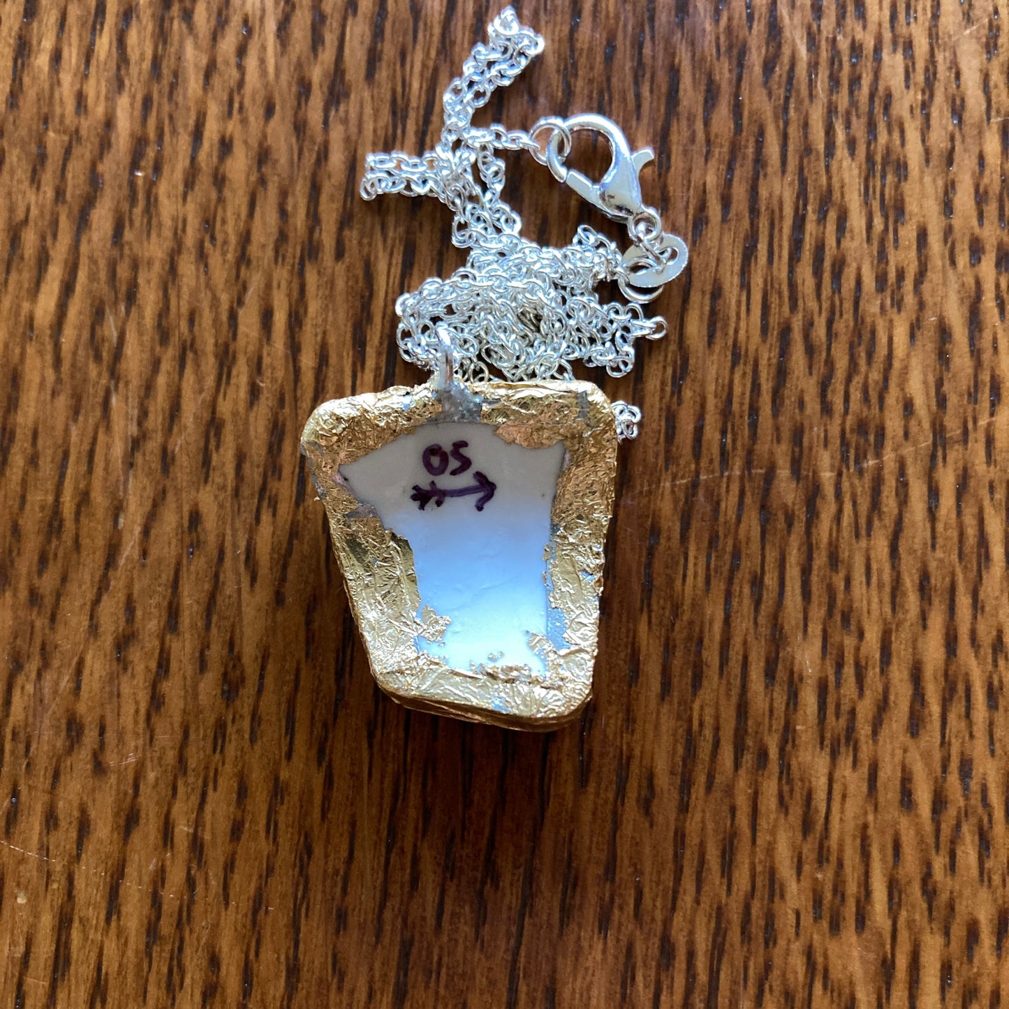 Broken Pottery Artisan Made Ivy Pendant Studio Nova Plate Handcrafted Necklace 7/8 in x 1 in