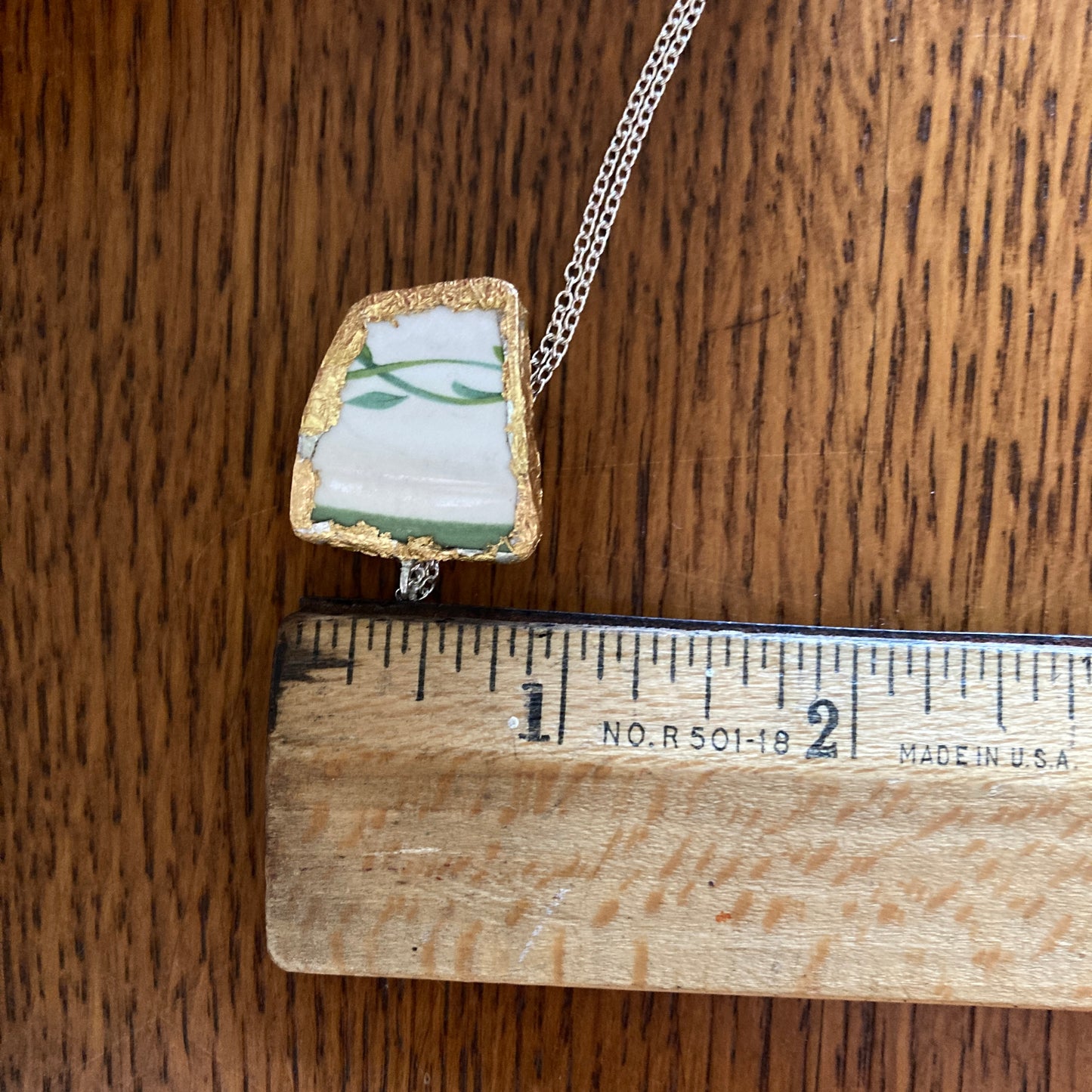 Broken Pottery Artisan Made Ivy Pendant Studio Nova Plate Handcrafted Necklace 7/8 in x 1 in