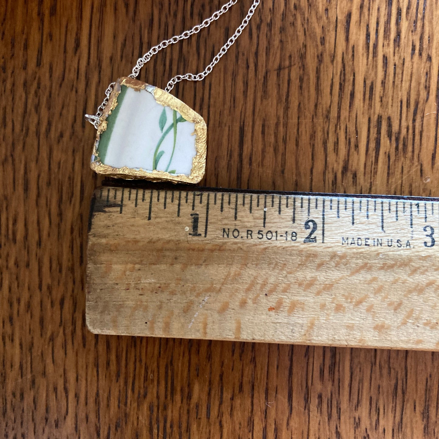 Broken Pottery Artisan Made Ivy Pendant Studio Nova Plate Handcrafted Necklace 7/8 in x 1 in