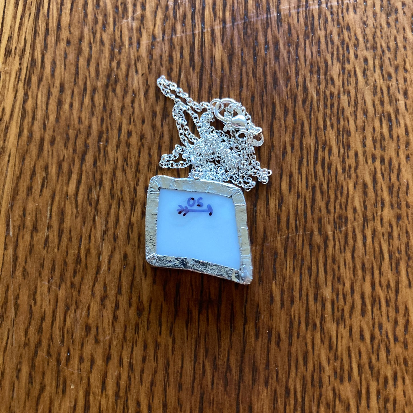 Broken Pottery Artisan Made Pendant Christian Religious Plate Handcrafted Necklace 1 in x 7/8 in