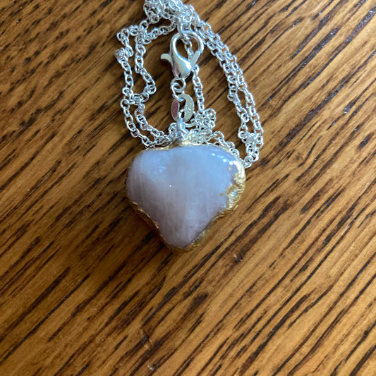 Artisan Made Rock Pendant Resembles Rose Quartz Handcrafted Necklace 3/4 in x 3/4 in