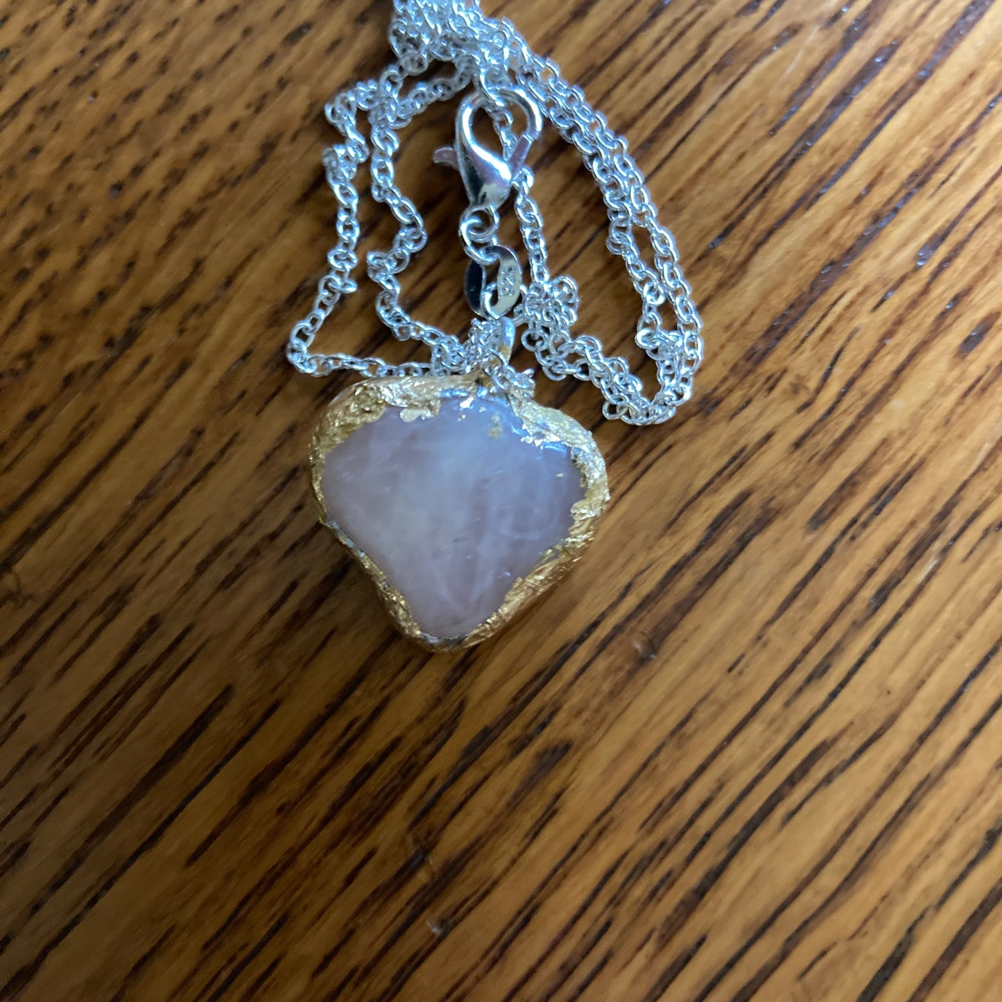 Artisan Made Rock Pendant Resembles Rose Quartz Handcrafted Necklace 3/4 in x 3/4 in
