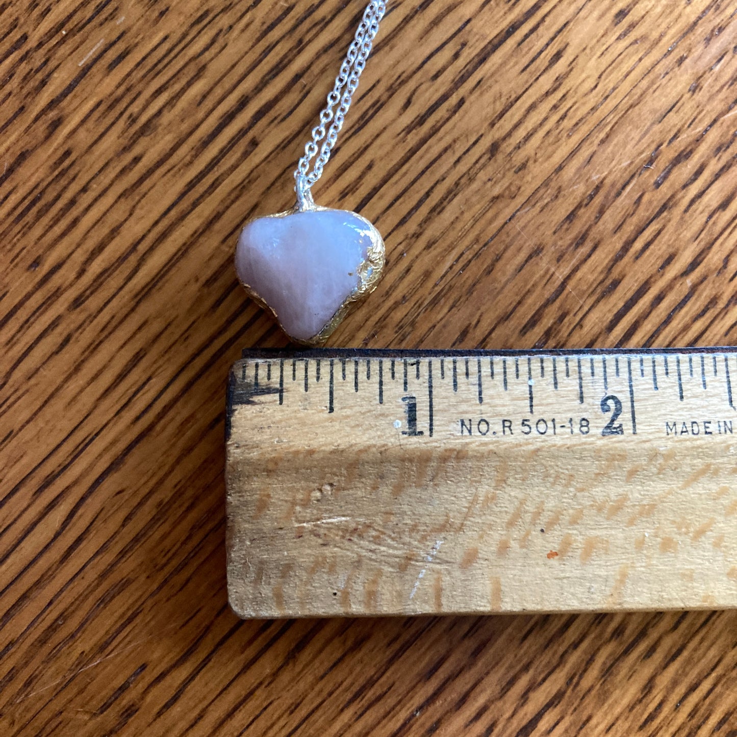 Artisan Made Rock Pendant Resembles Rose Quartz Handcrafted Necklace 3/4 in x 3/4 in