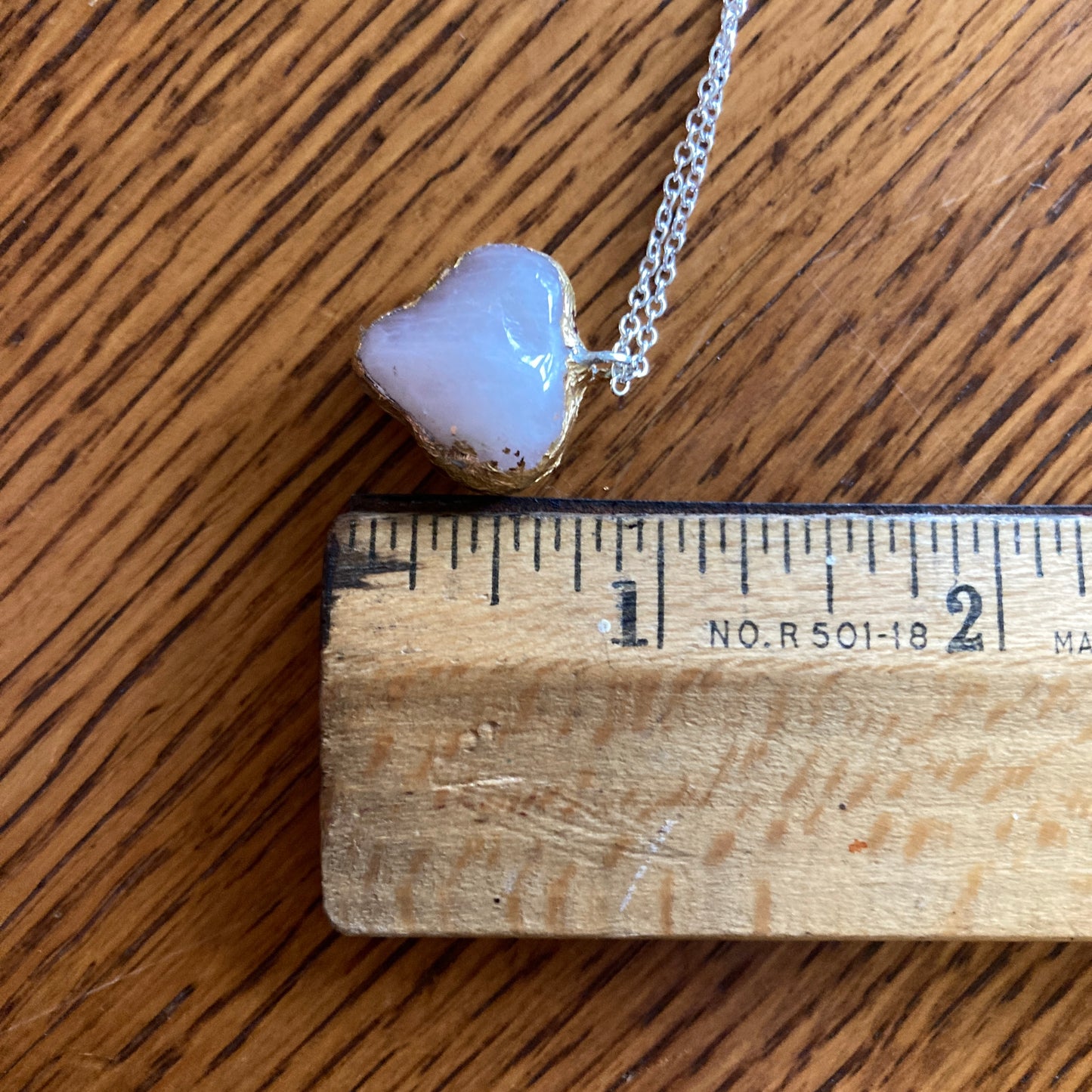 Artisan Made Rock Pendant Resembles Rose Quartz Handcrafted Necklace 3/4 in x 3/4 in