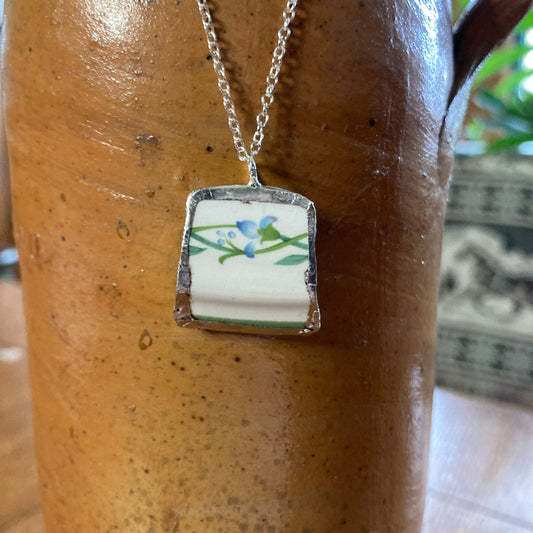 Broken Pottery Artisan Made Ivy Pendant Studio Nova Plate Handcrafted Necklace 7/8 in x 7/8 in
