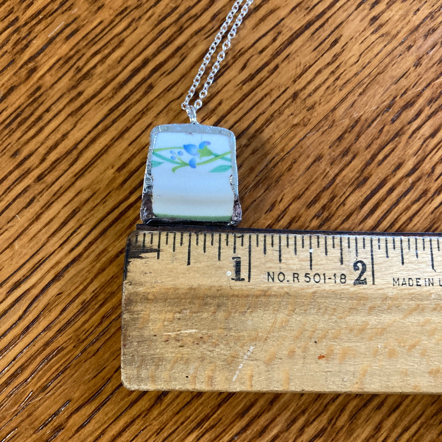 Broken Pottery Artisan Made Ivy Pendant Studio Nova Plate Handcrafted Necklace 7/8 in x 7/8 in