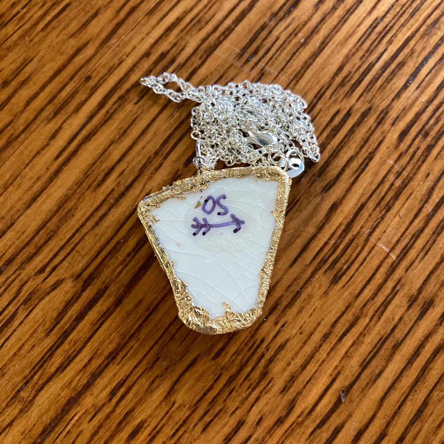 Broken Pottery Artisan Made Swallow Pendant Wells Plate Handcrafted Necklace 1 in x 1 in