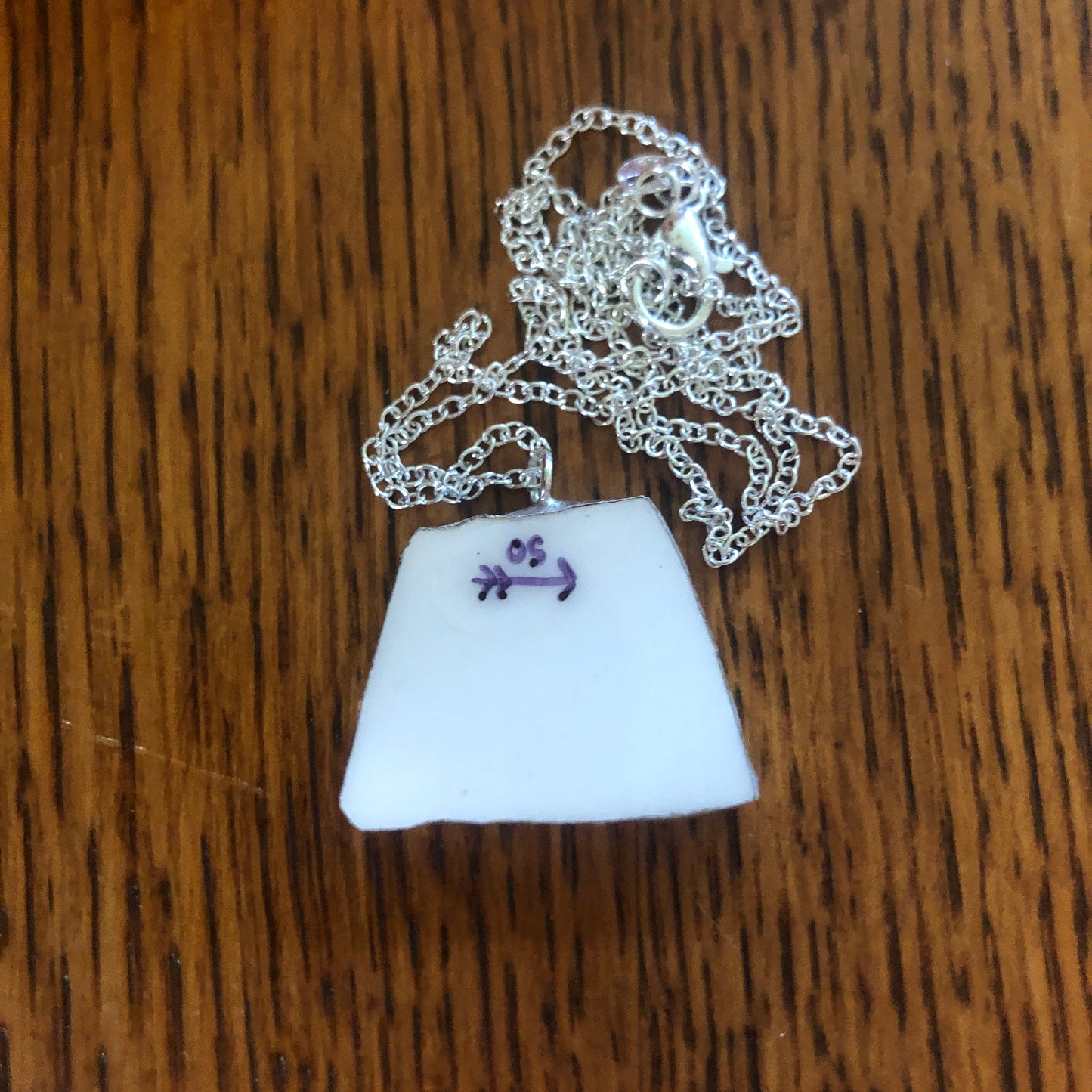 Broken Pottery Artisan Made Floral Pendant Royal China Plate Handcrafted Necklace 1in x 3/4in