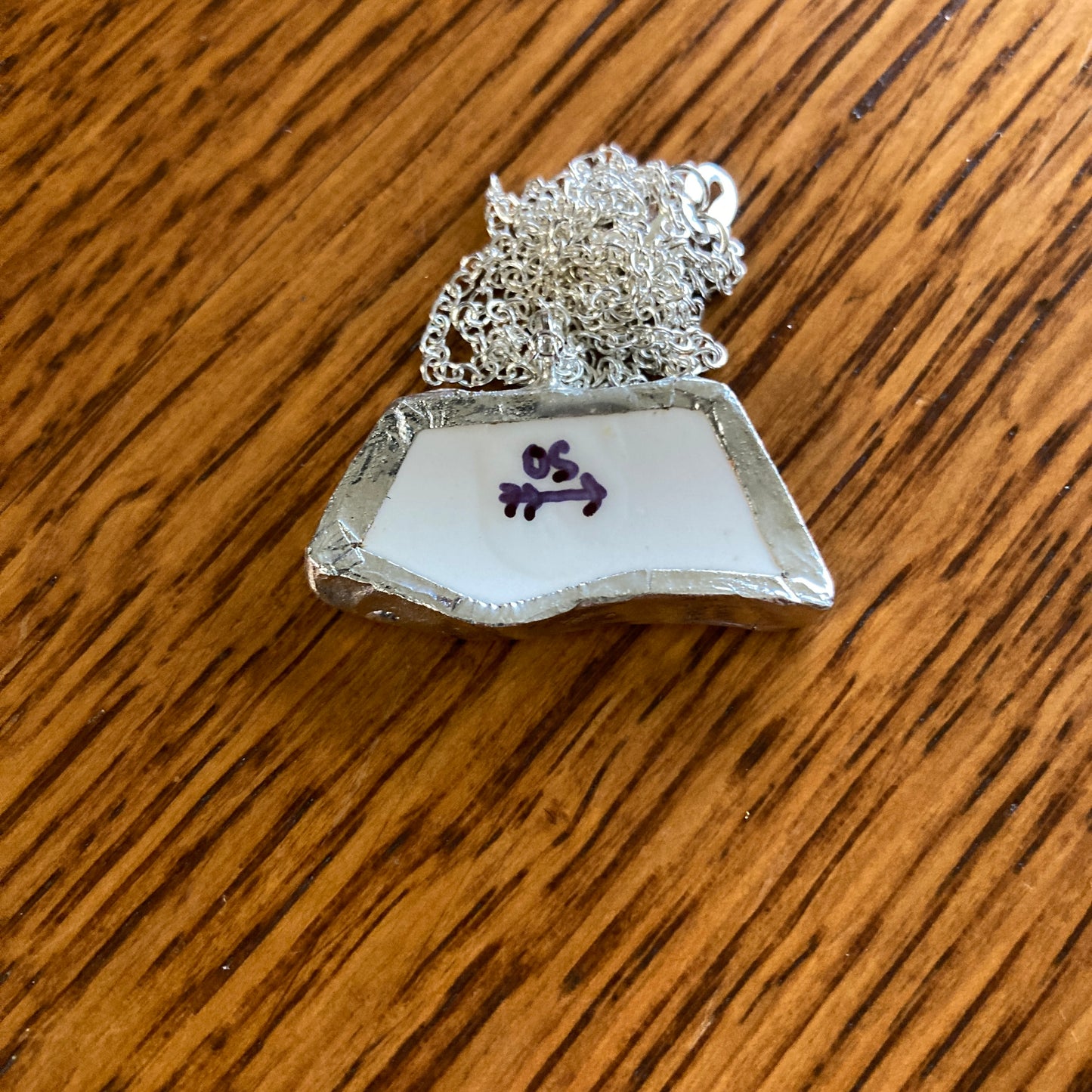 Broken Pottery Artisan Made Ivy Pendant Studio Nova Plate Handcrafted Necklace 1.25 in x 1/2 in