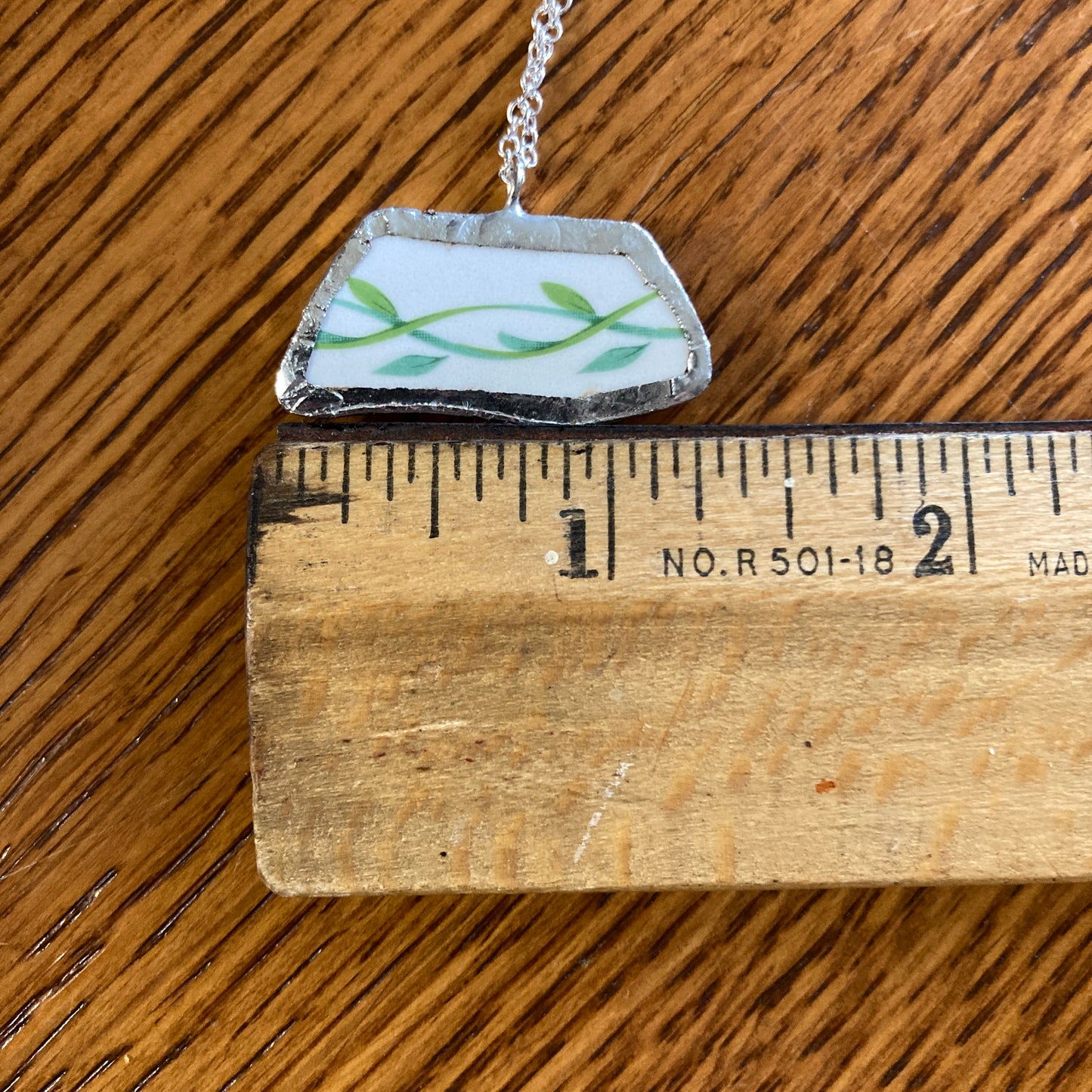 Broken Pottery Artisan Made Ivy Pendant Studio Nova Plate Handcrafted Necklace 1.25 in x 1/2 in