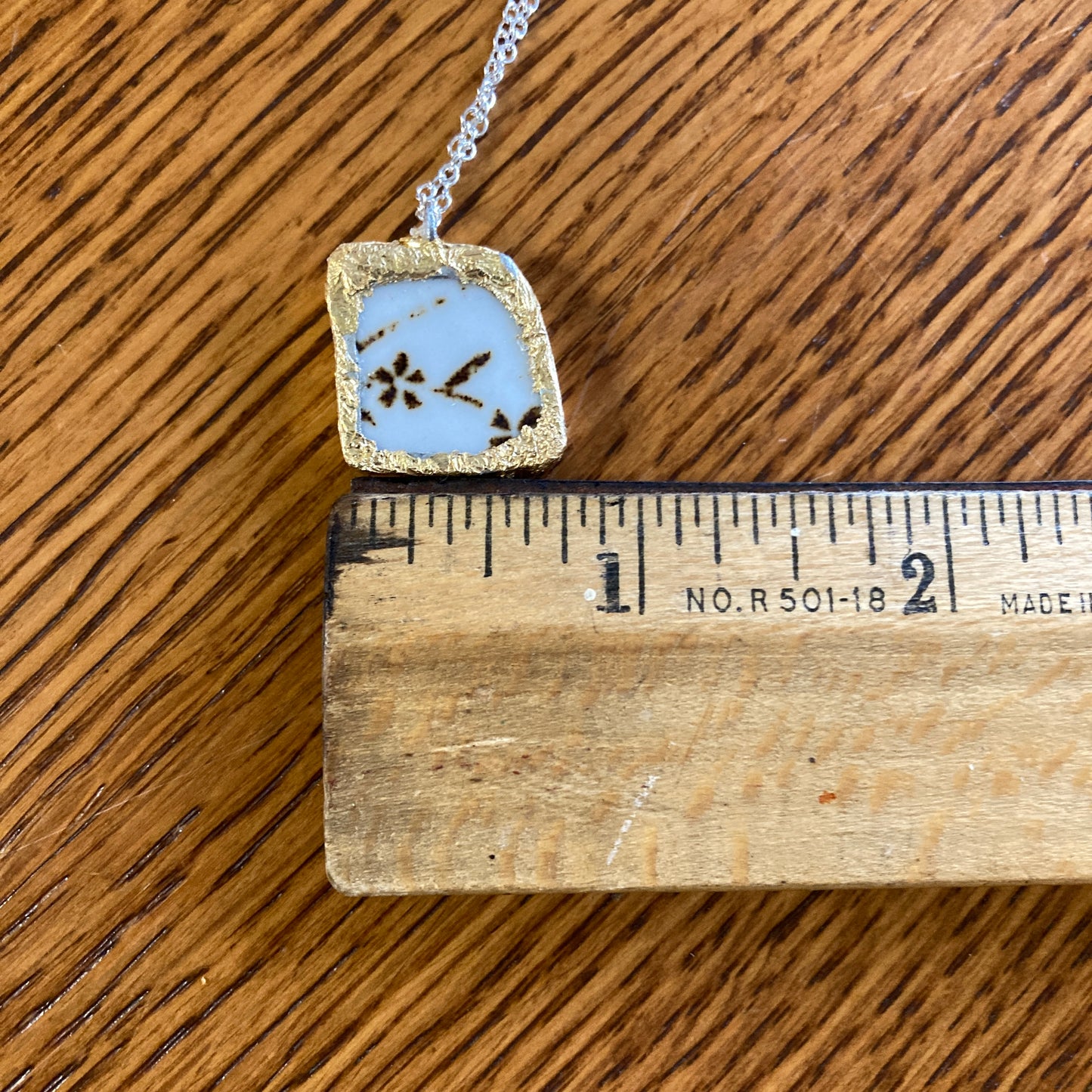 Broken Pottery Artisan Made Floral Pendant Sierra Stoneware Plate Handcrafted Necklace 3/4 in x 3/4 in