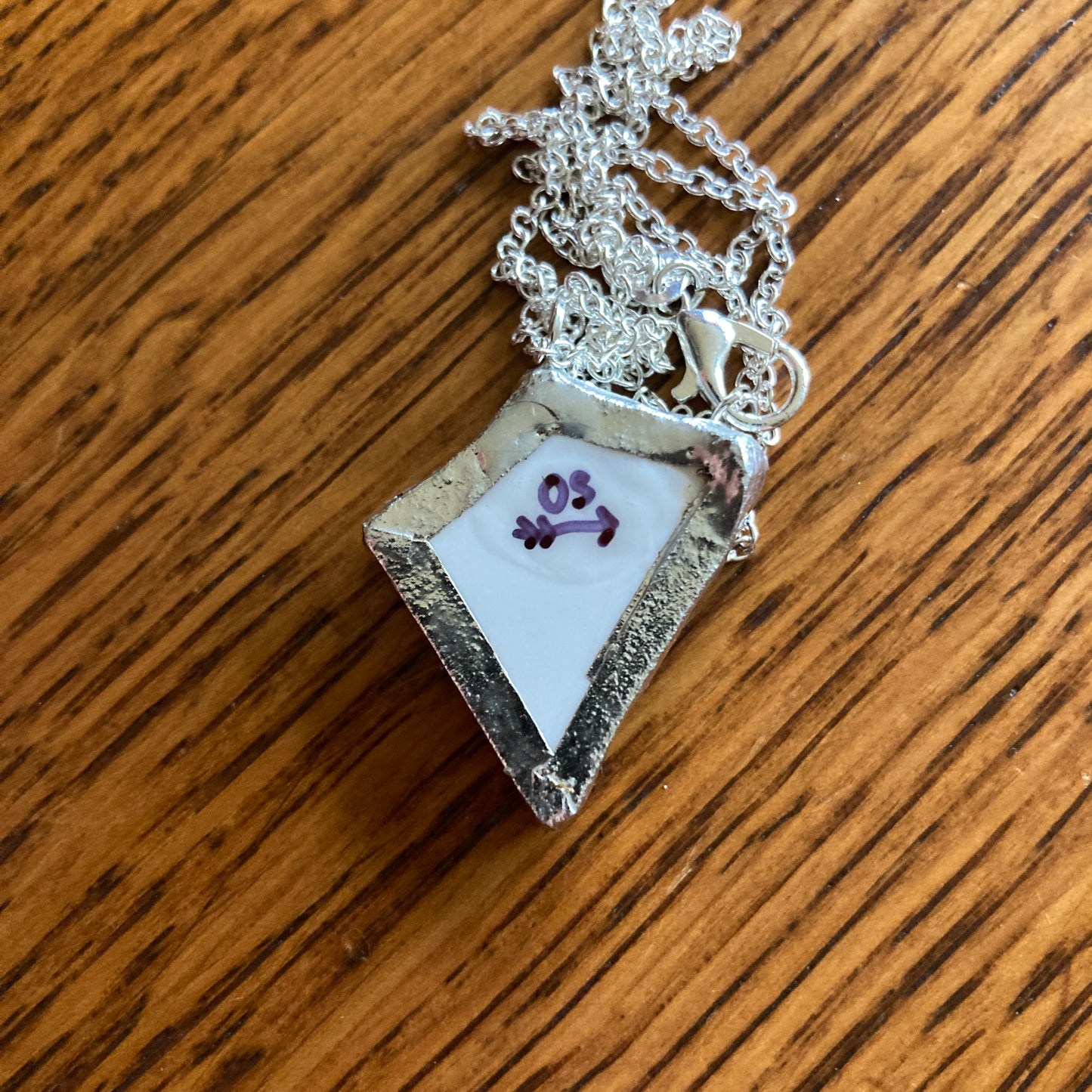 Broken Pottery Artisan Made Flower Pendant Studio Nova Plate Handcrafted Necklace 1 in x 1 1/8 in