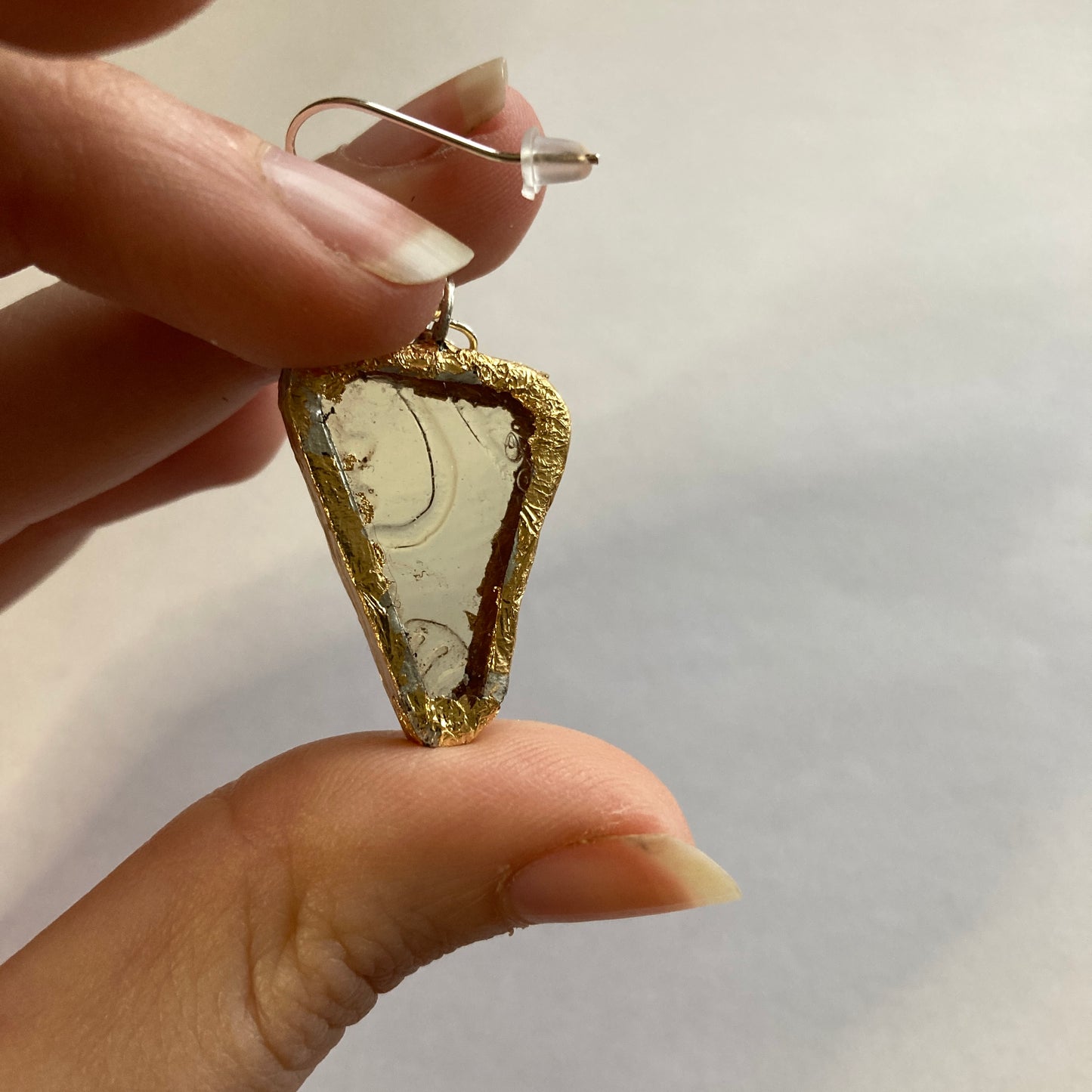 Artisan Made Dangle Earrings Yellow Depression Glass Plate Handcrafted Earrings