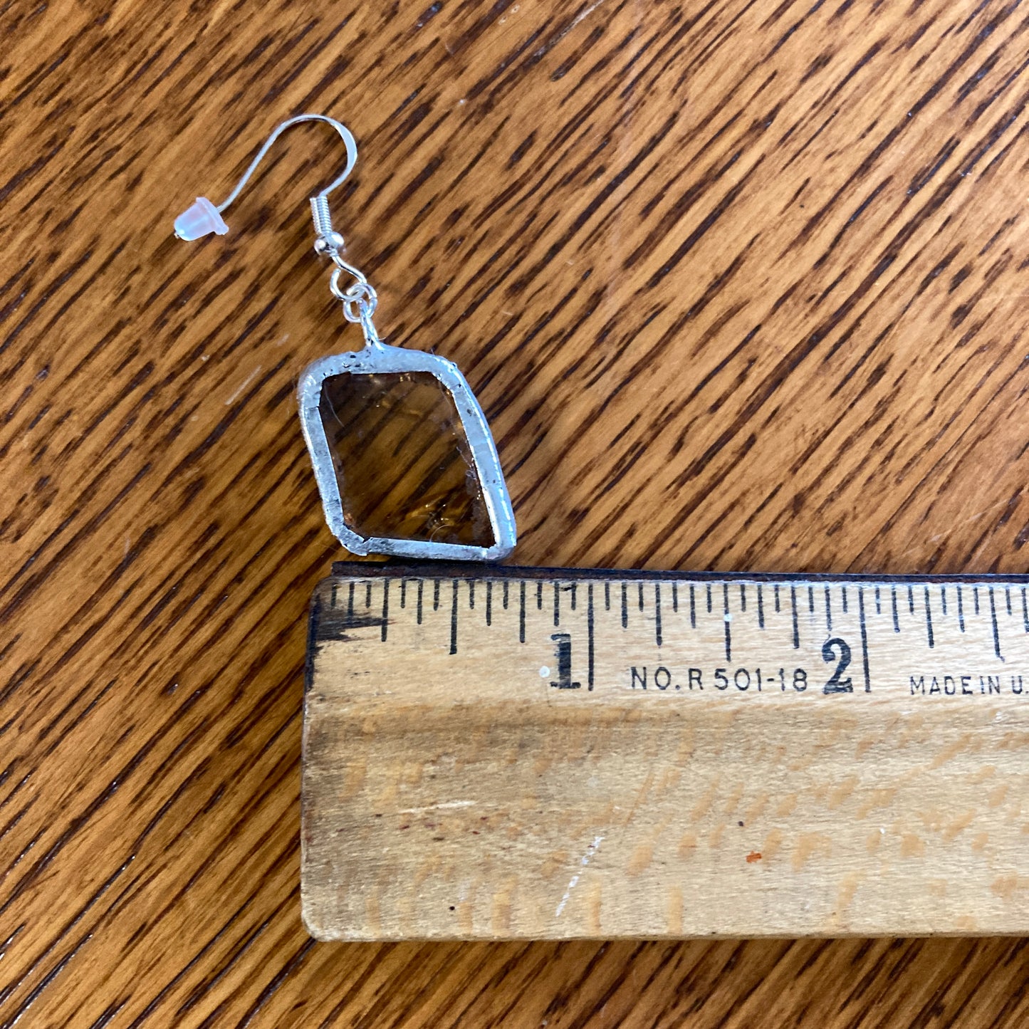 Artisan Made Dangle Earrings Yellow Depression Glass Plate Handcrafted Earrings