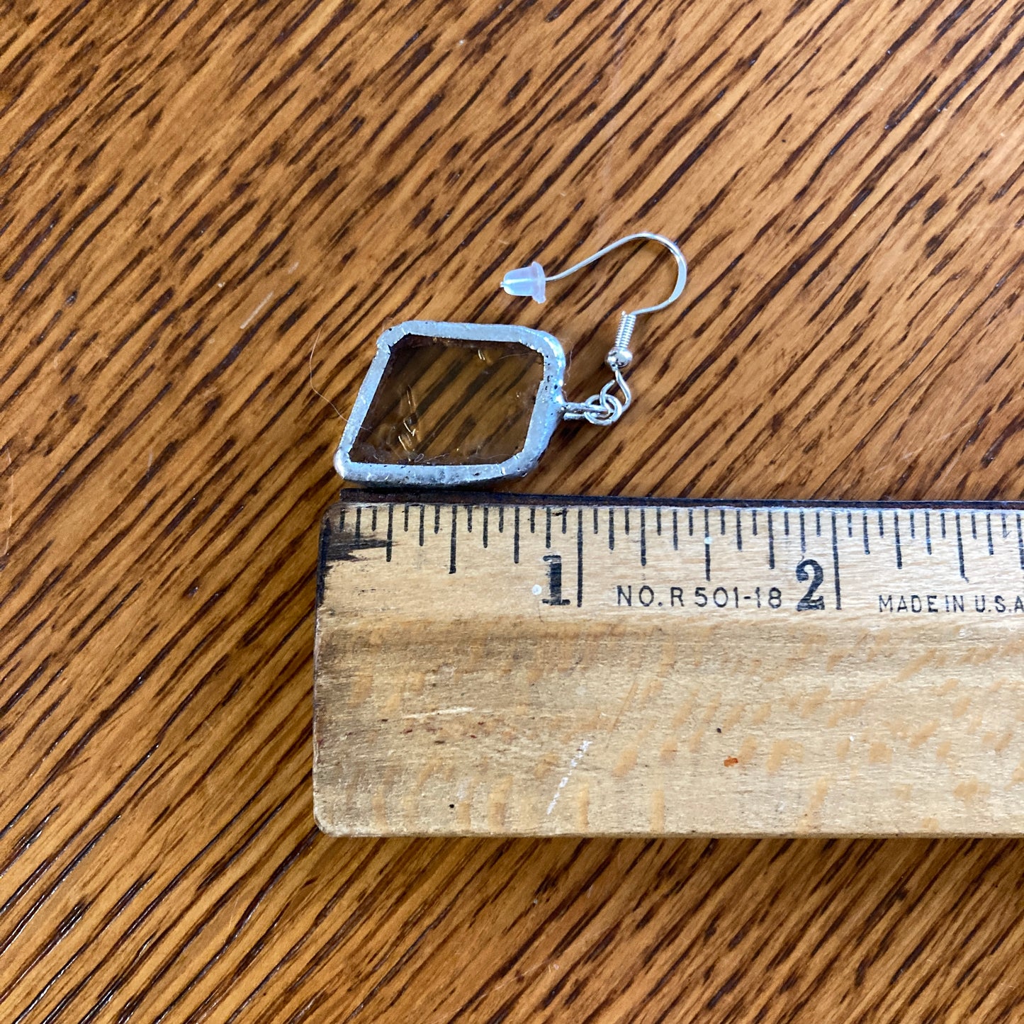 Artisan Made Dangle Earrings Yellow Depression Glass Plate Handcrafted Earrings