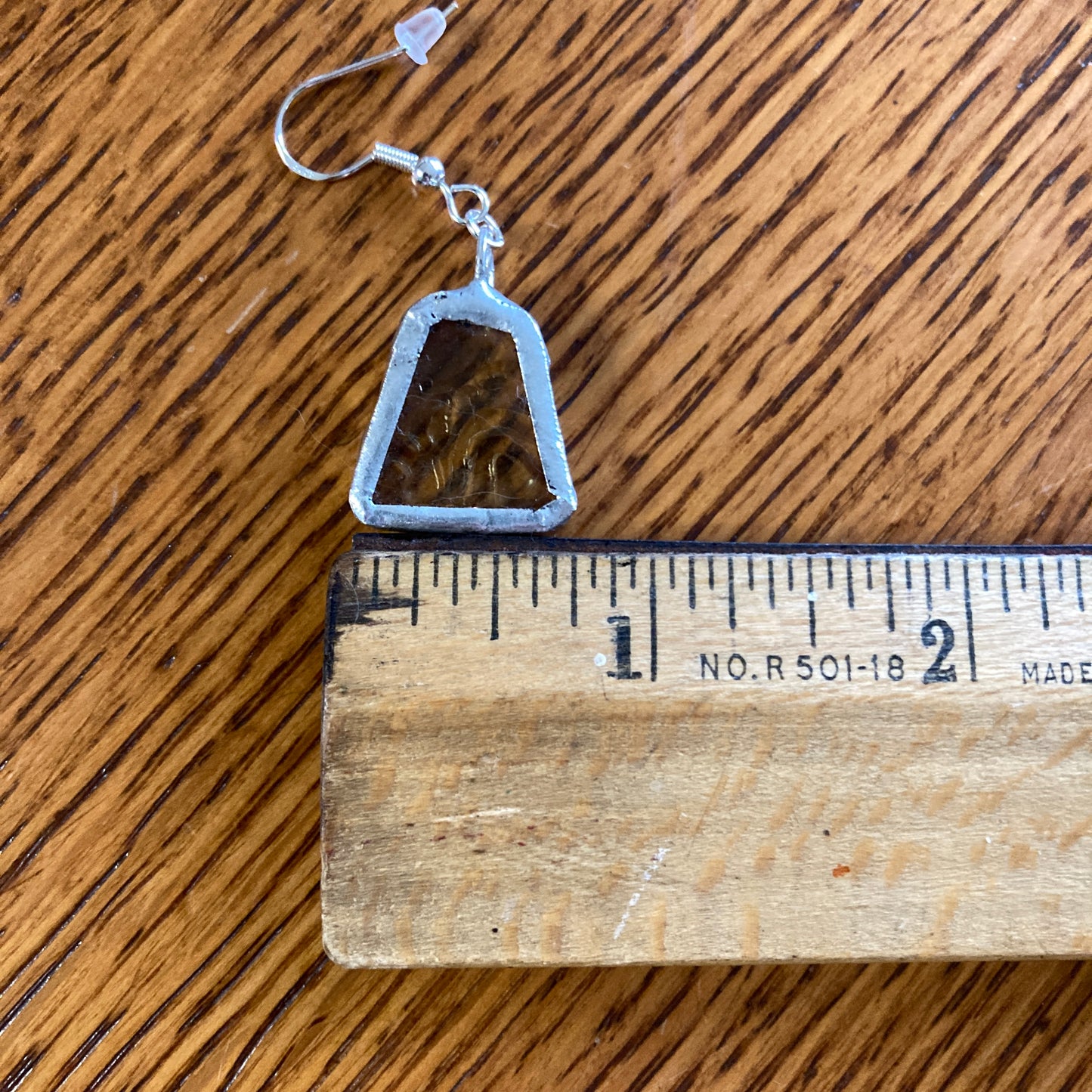 Artisan Made Dangle Earrings Yellow Depression Glass Plate Handcrafted Earrings