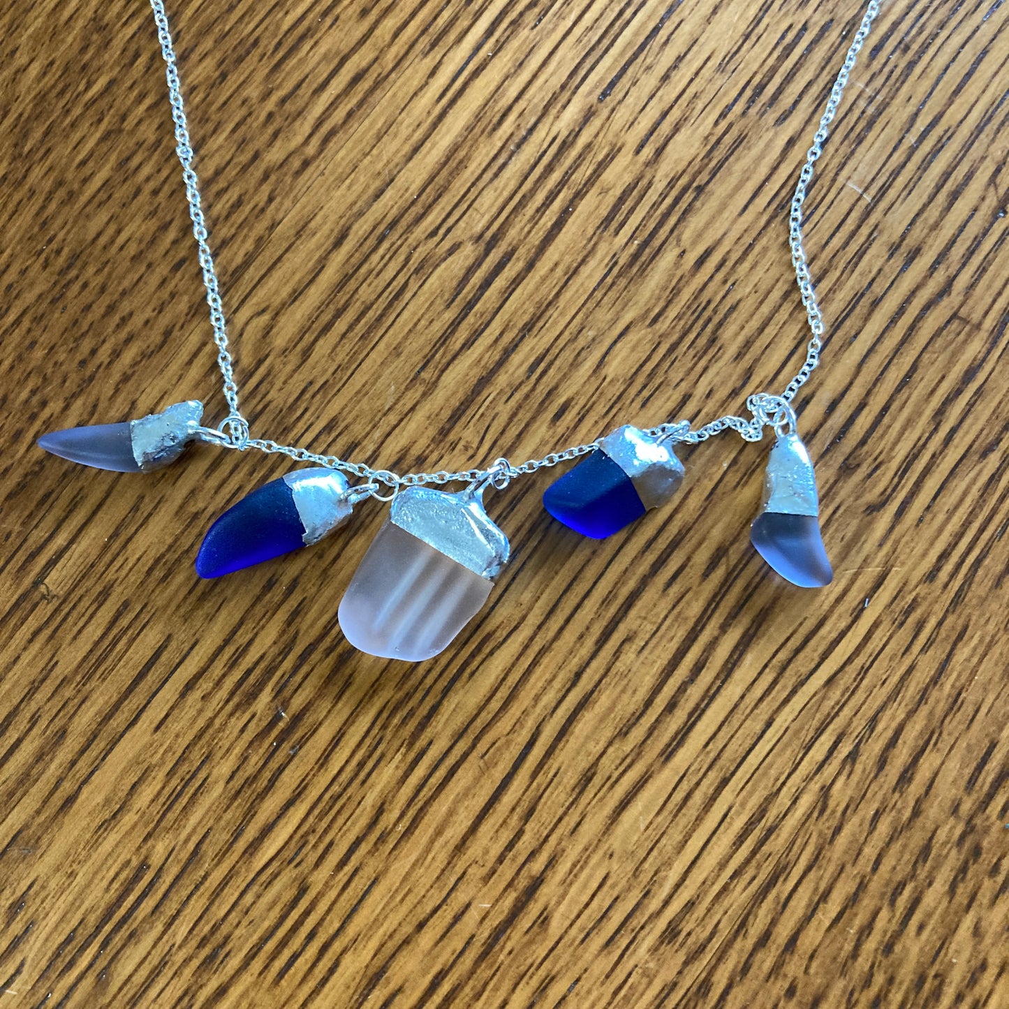 Erie Glass Artisan Made Multi Pendant Necklace Purple Blue And Pink Glass Handcrafted Jewelry