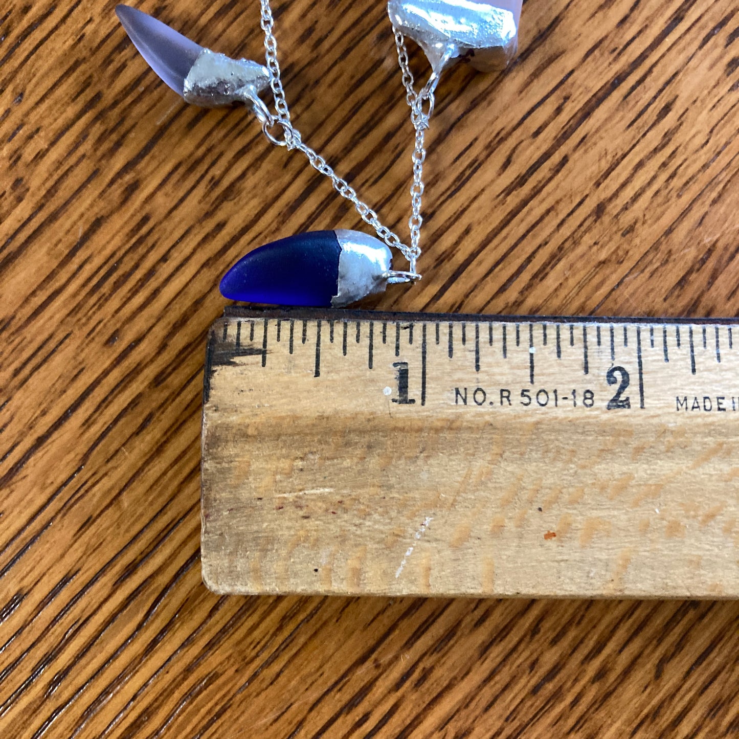 Erie Glass Artisan Made Multi Pendant Necklace Purple Blue And Pink Glass Handcrafted Jewelry