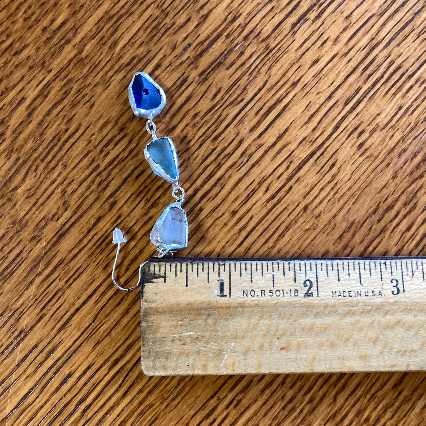 Erie Glass Artisan Made Frosted Light Blue And Blue Pendant And Dangle Earring Set Handcrafted Jewelry Set