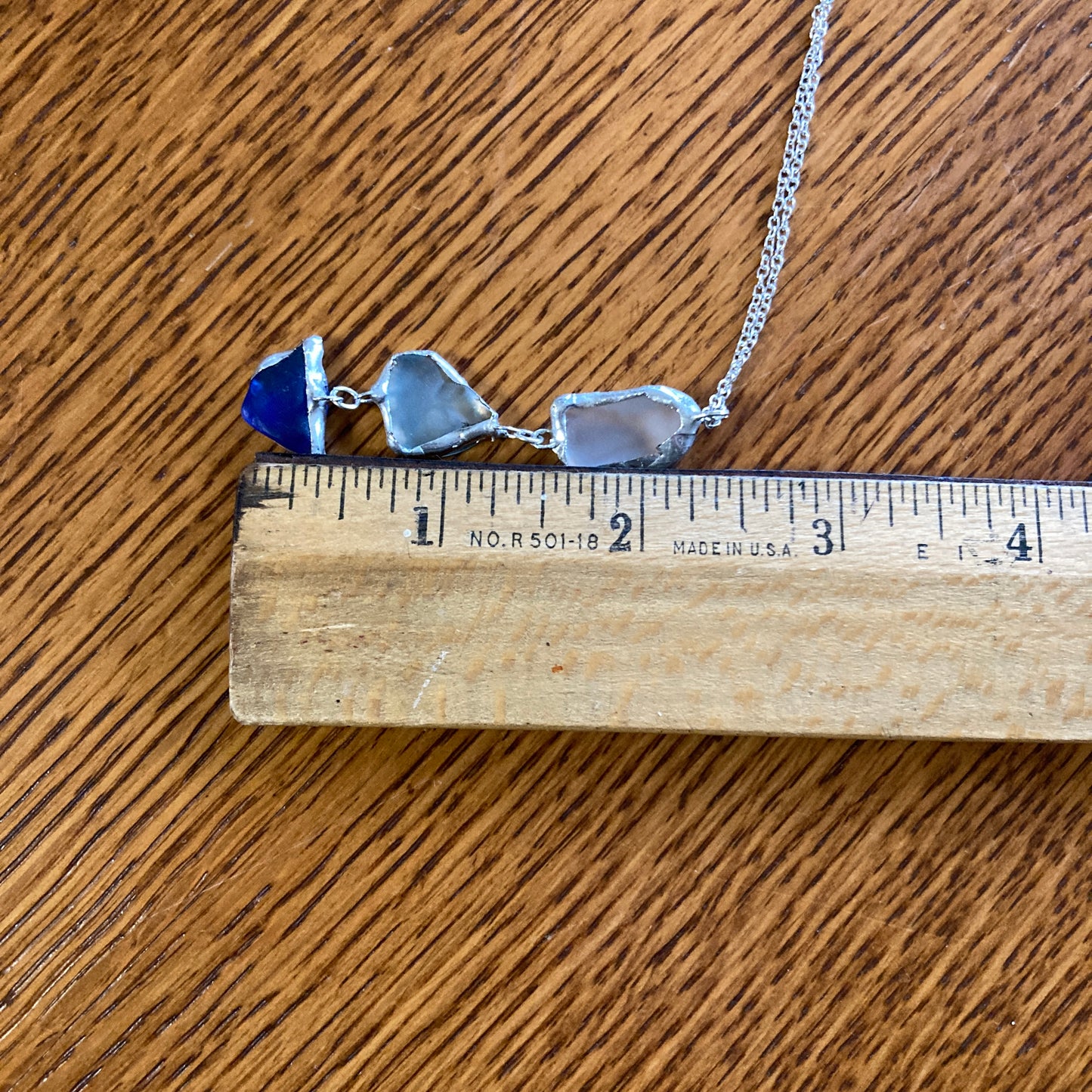 Erie Glass Artisan Made Frosted Light Blue And Blue Pendant And Dangle Earring Set Handcrafted Jewelry Set