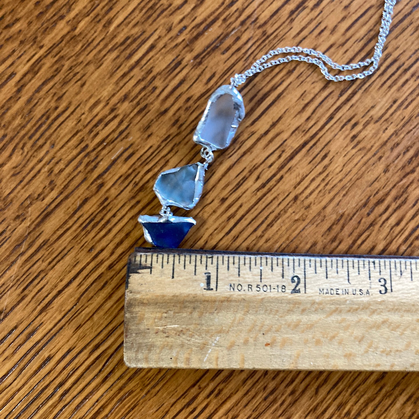 Erie Glass Artisan Made Frosted Light Blue And Blue Pendant And Dangle Earring Set Handcrafted Jewelry Set