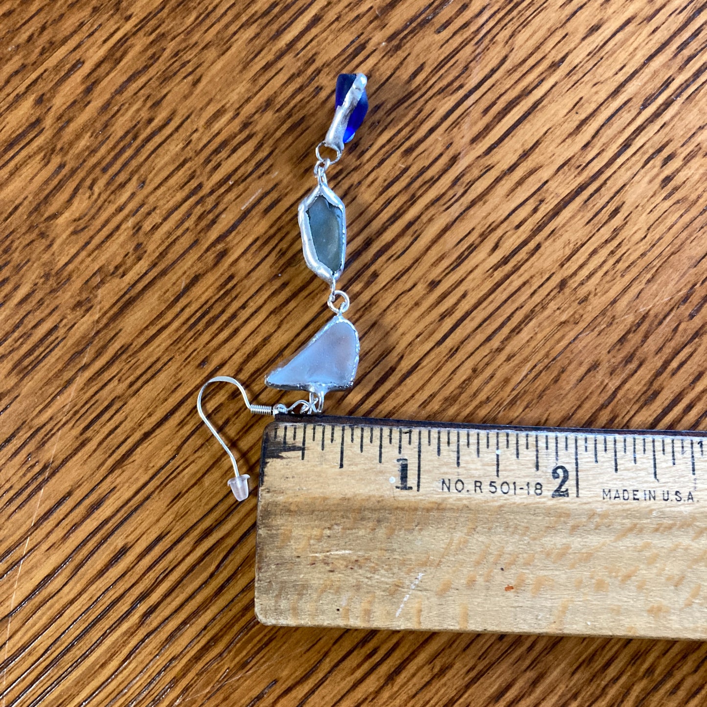 Erie Glass Artisan Made Frosted Light Blue And Blue Pendant And Dangle Earring Set Handcrafted Jewelry Set
