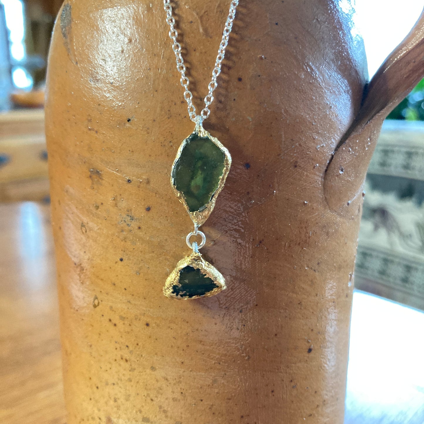 Erie Glass Artisan Made Pendant Green Glass Handcrafted Jewelry