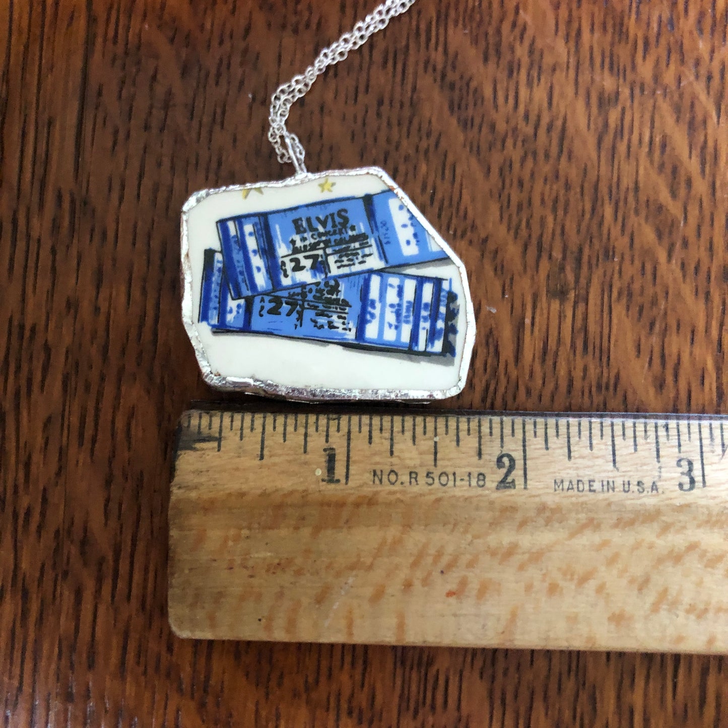 Broken Pottery Artisan Made Pendant Elvis Collector Plate Handcrafted Necklace 1.5in x 1.25in