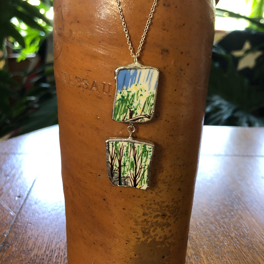 Broken Pottery Artisan Made Pendant Elvis Collector Plate Handcrafted Necklace 1in x 2.5in