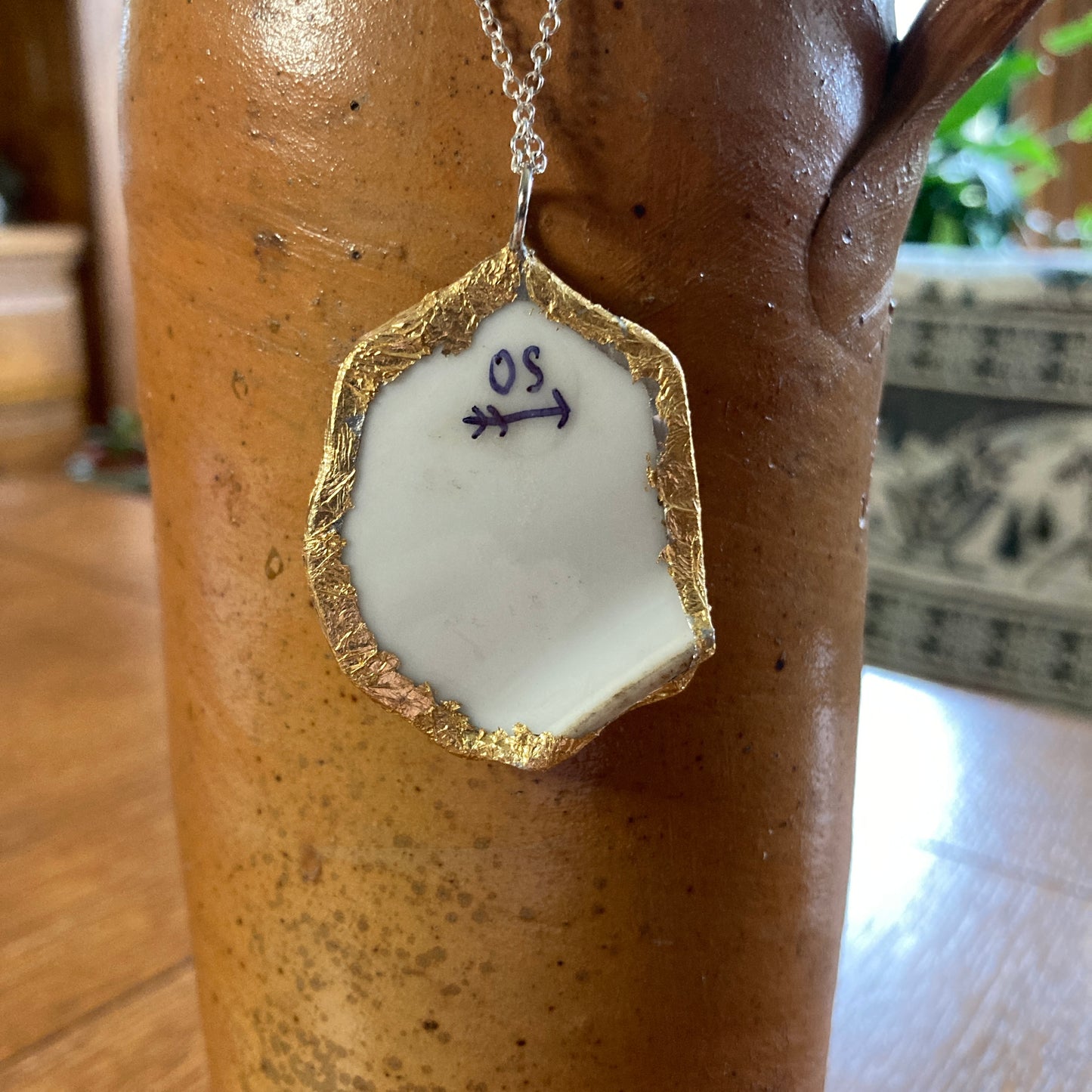 Broken Pottery Artisan Made Cherries Pendant Fruit Plate Handcrafted Necklace 1.5 in x 1.75 in