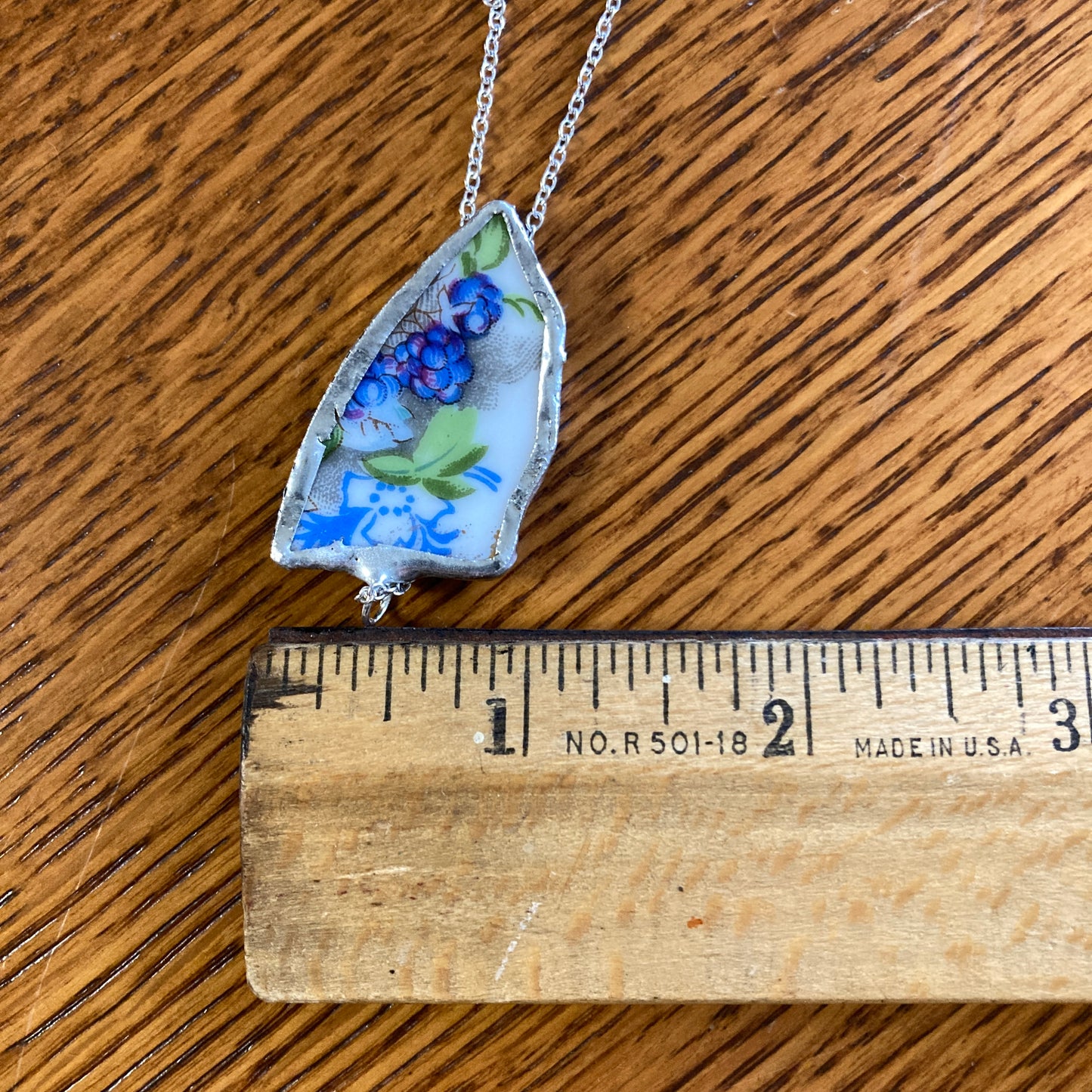 Broken Pottery Artisan Made Blackberry Pendant Fruit Plate Handcrafted Necklace 7/8 in x 1.5 in