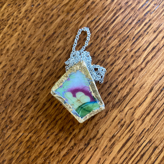 Broken Pottery Artisan Made Grape Pendant Fruit Plate Handcrafted Necklace 1 in x 1.25 in