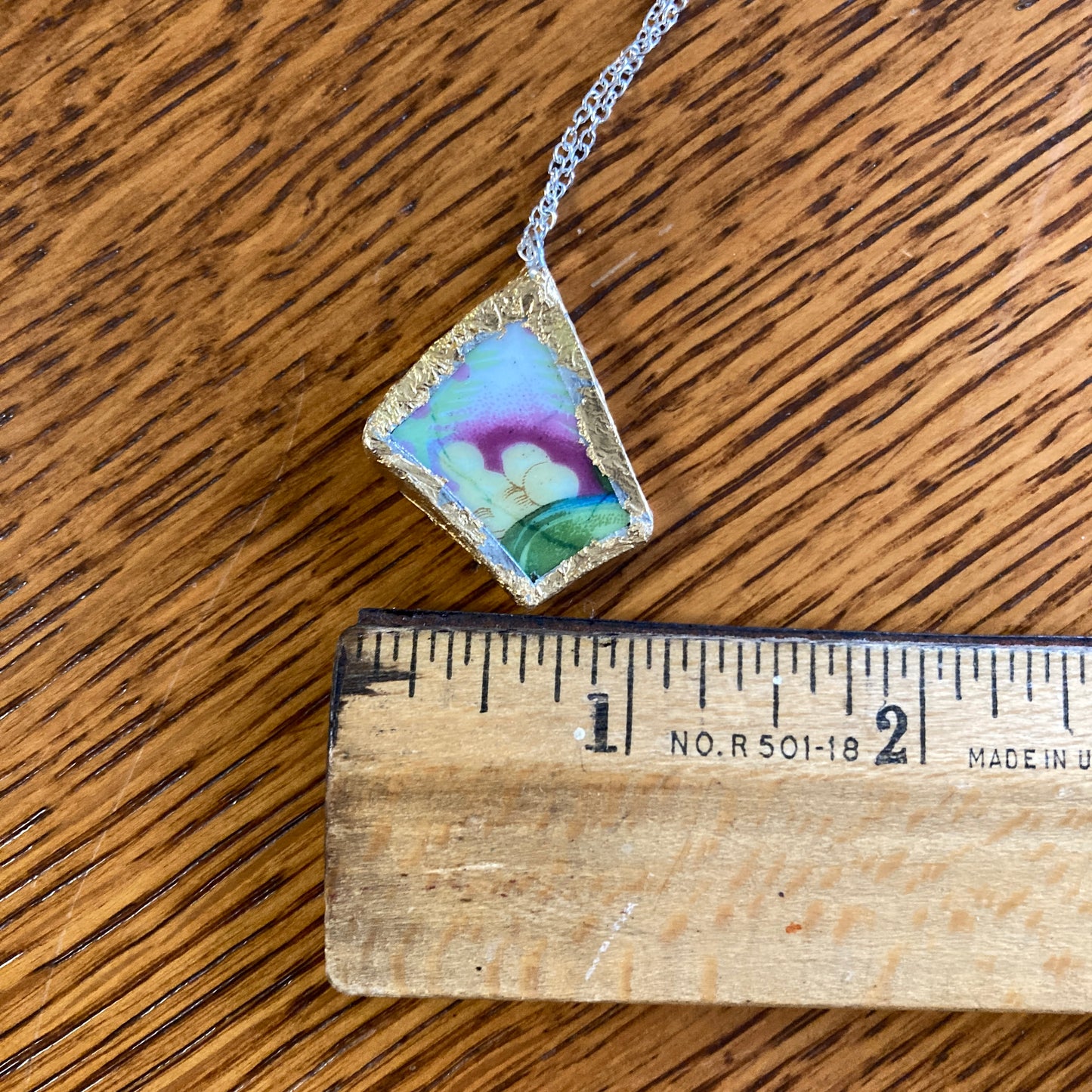 Broken Pottery Artisan Made Grape Pendant Fruit Plate Handcrafted Necklace 1 in x 1.25 in