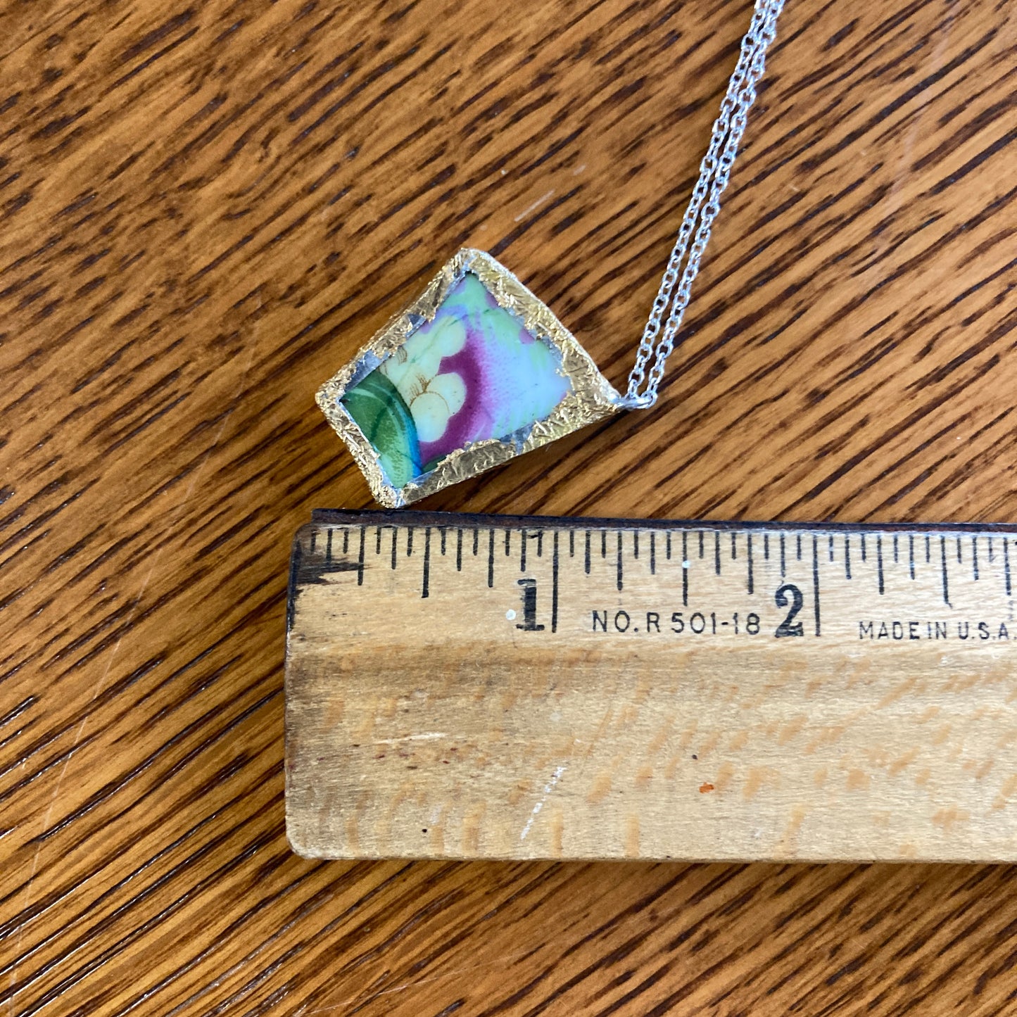 Broken Pottery Artisan Made Grape Pendant Fruit Plate Handcrafted Necklace 1 in x 1.25 in