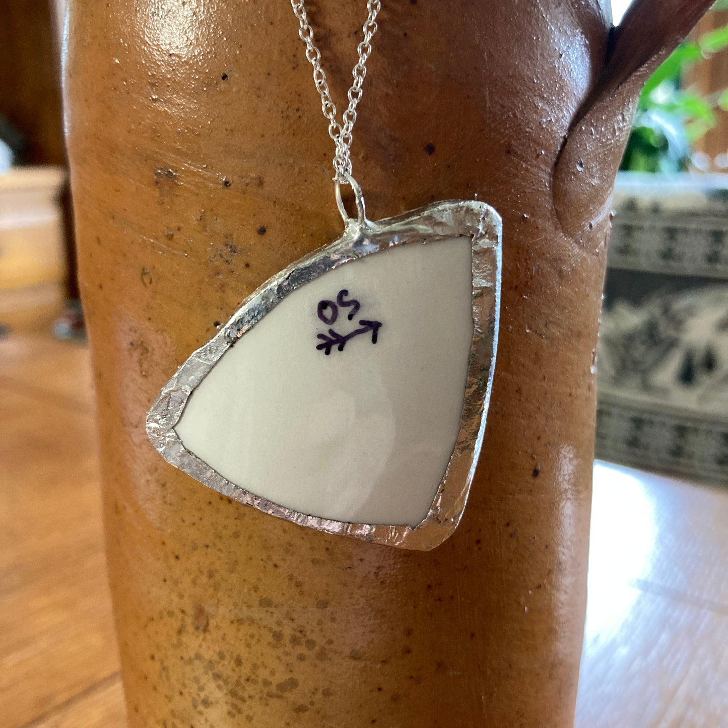 Broken Pottery Artisan Made Benjamin Bunny Pendant Wedgwood Peter Rabbit Collector Plate Handcrafted Necklace 1.75 in x 1.75 in