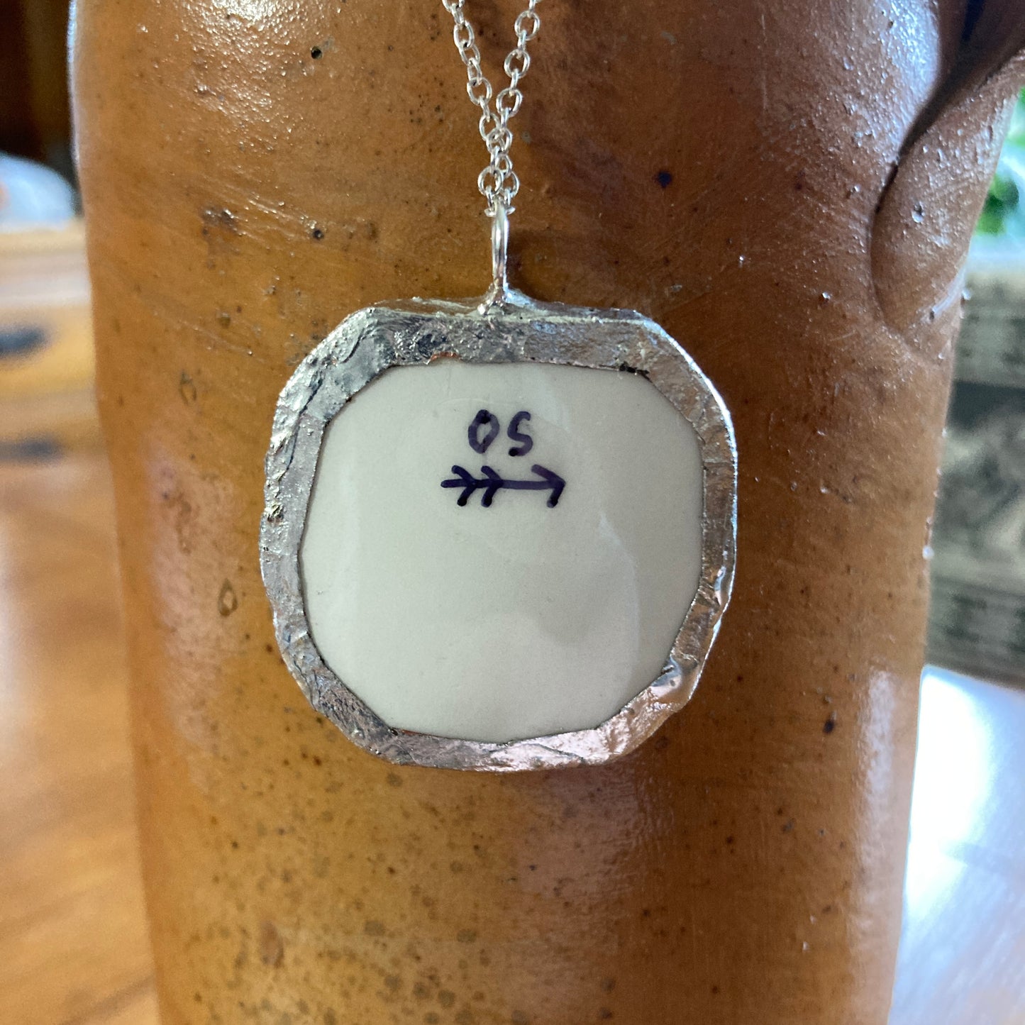 Broken Pottery Artisan Made Jemima Puddle Duck Pendant Wedgwood Peter Rabbit Collector Plate Handcrafted Necklace 1.5 in x 1.25 in