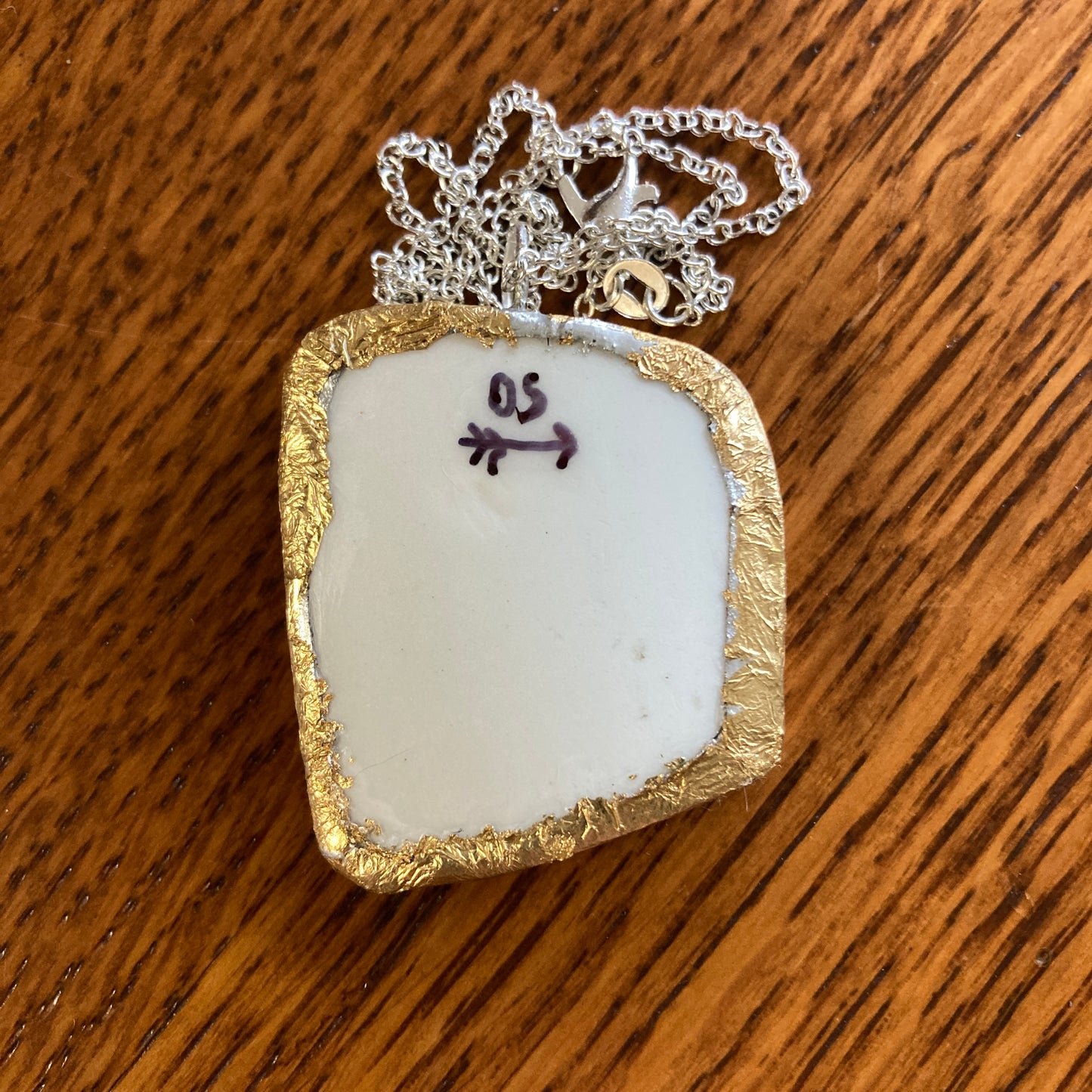 Broken Pottery Artisan Made Mr. Jeremy Fisher Pendant Wedgwood Peter Rabbit Collector Plate Handcrafted Necklace 1.25 in x 1.5 in