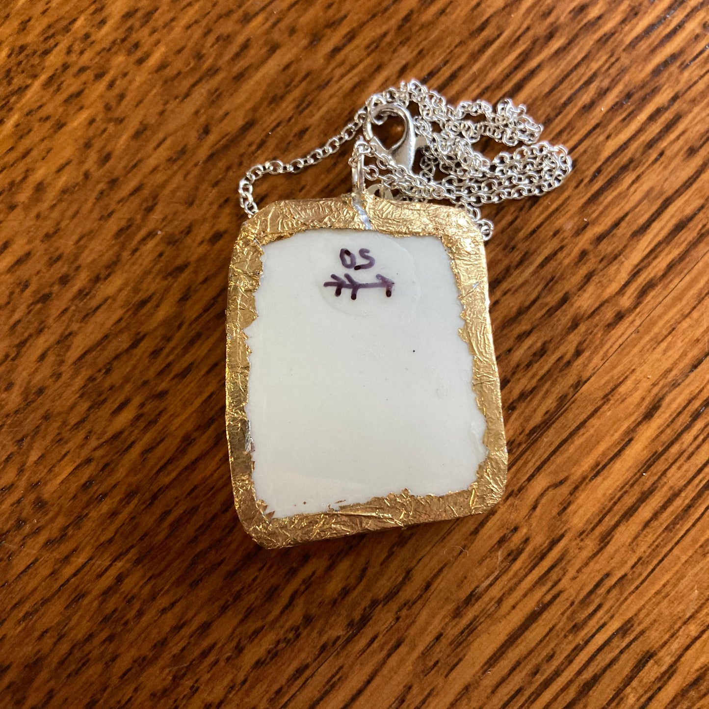 Broken Pottery Artisan Made Tiggy Winkle Pendant Wedgwood Peter Rabbit Collector Plate Handcrafted Necklace 1 1/8 in x 1.5 in