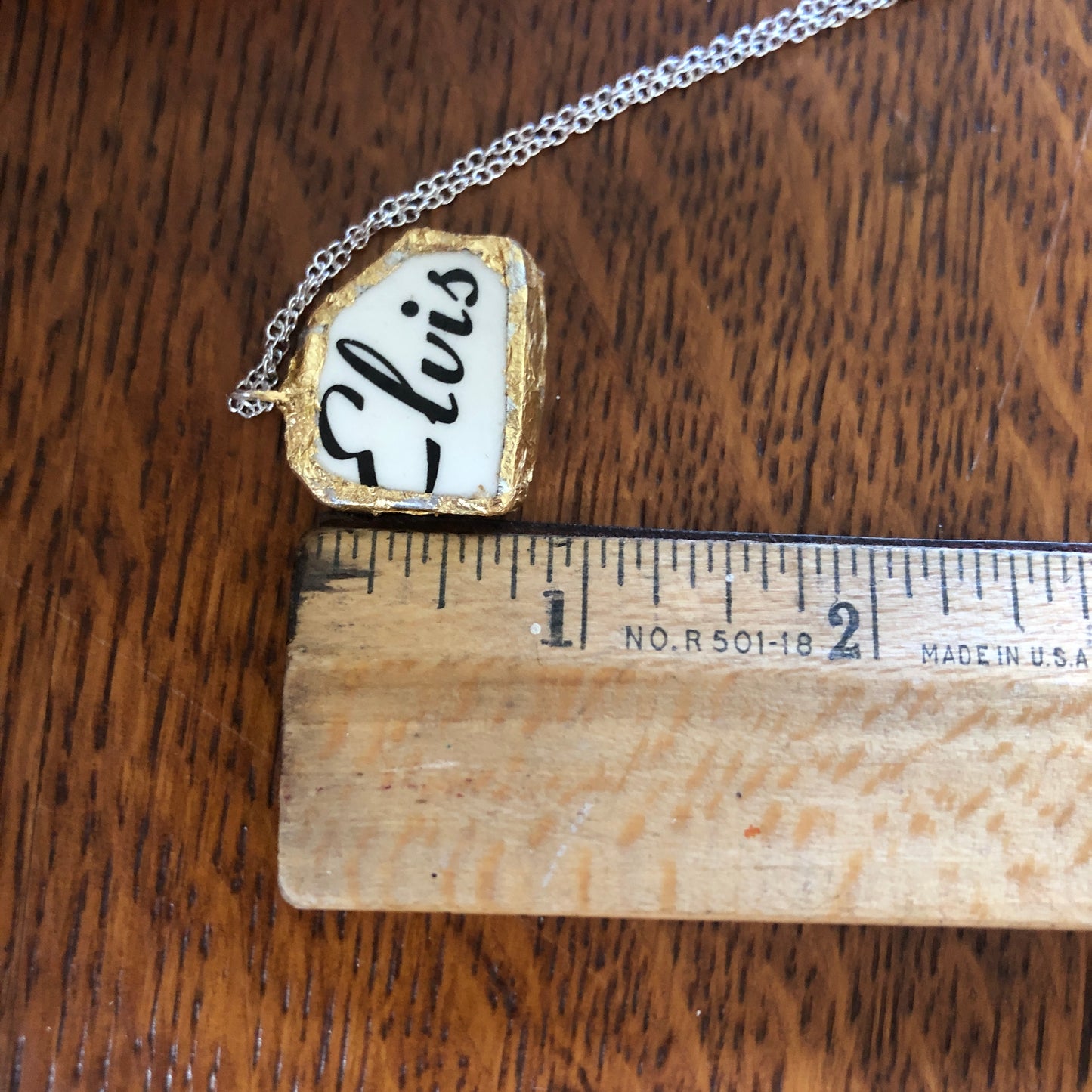 Broken Pottery Artisan Made Pendant Elvis Collector Plate Handcrafted Necklace 1in x 7/8in